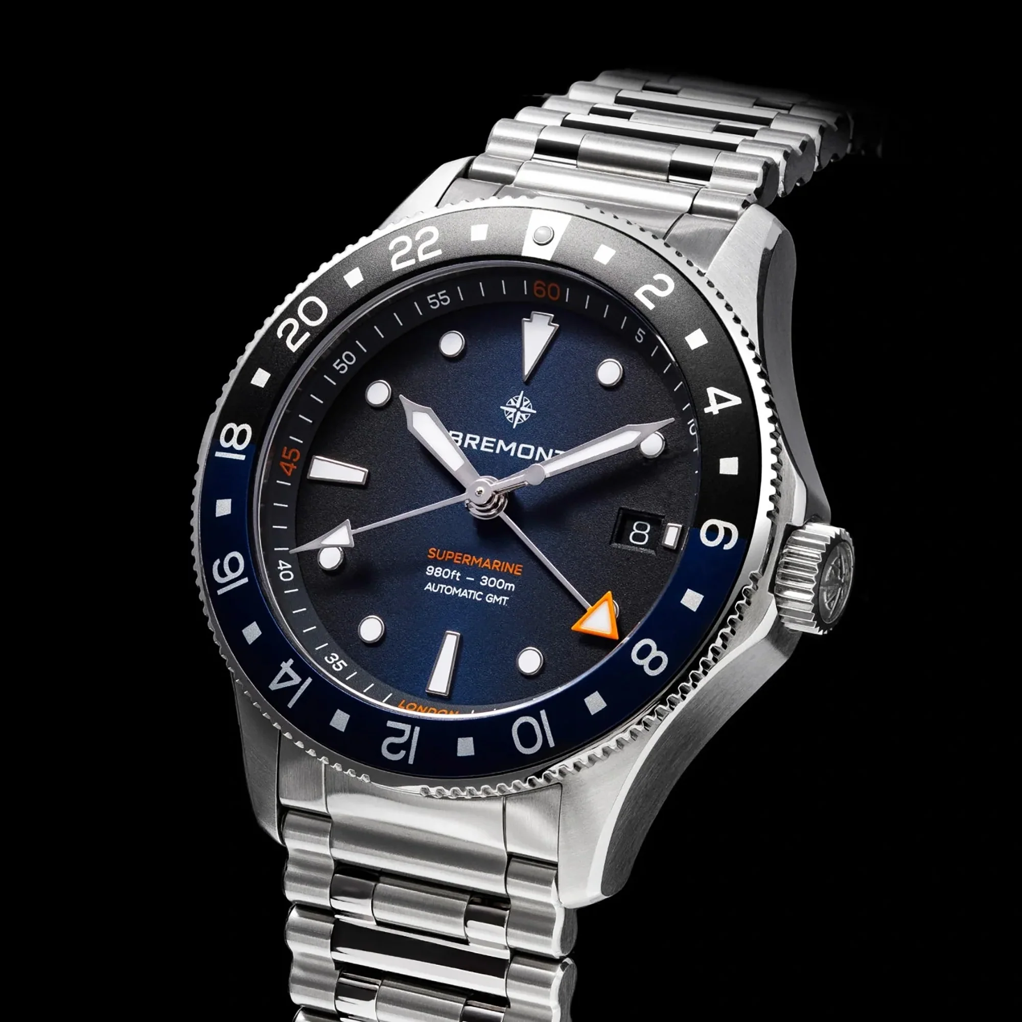 Bremont Supermarine 300m GMT Limited Edition 'Glacier' Blue 40mm Automatic Watch SM40-GMT-SS-BLBK-B - Image 3