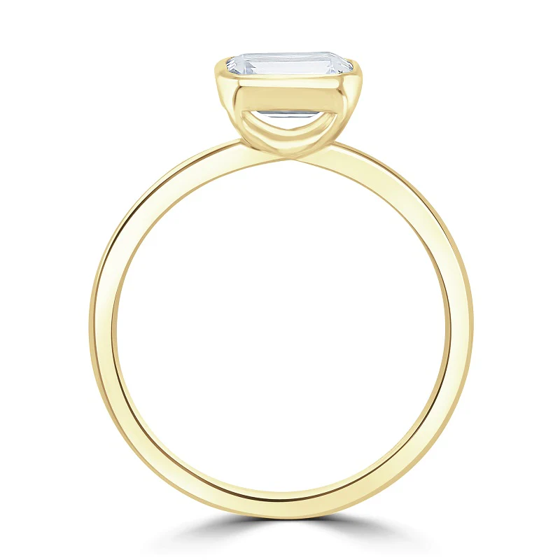 Brown & Newirth Created 1.09ct Laboratory Grown Diamond Emerald Cut 18ct Yellow Gold Silhouette Ring - Image 2