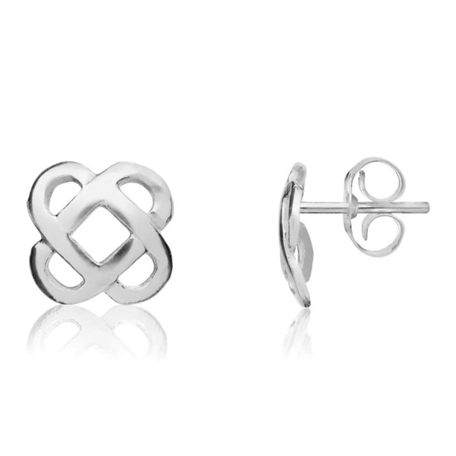 Celtic 9ct White Gold Stud Earrings - Image 2