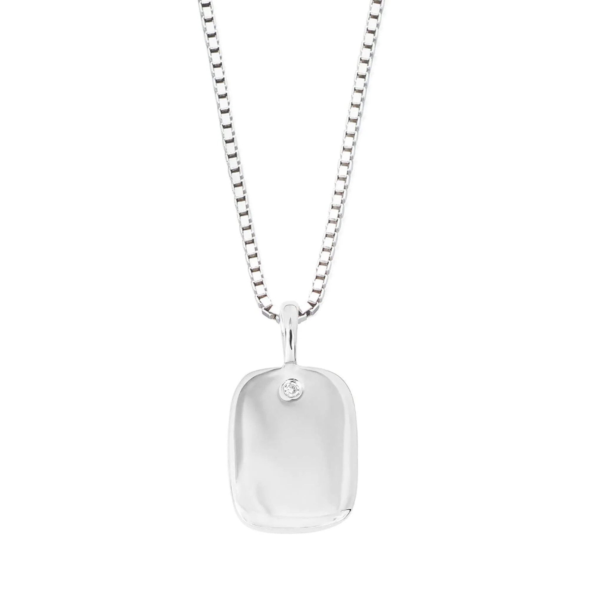 D for Diamond Child's Rectangular Tag Pendant