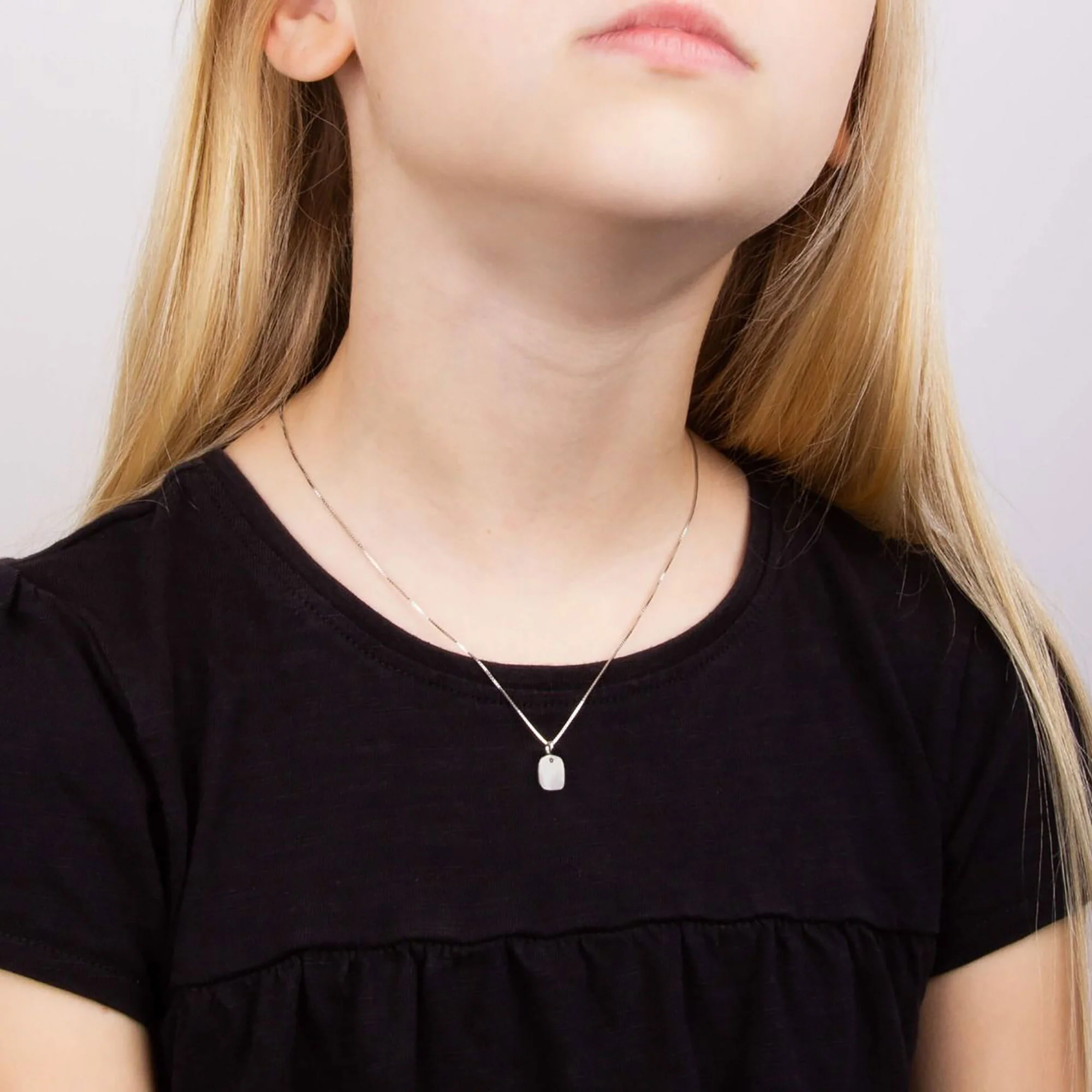 D for Diamond Child's Rectangular Tag Pendant - Image 2