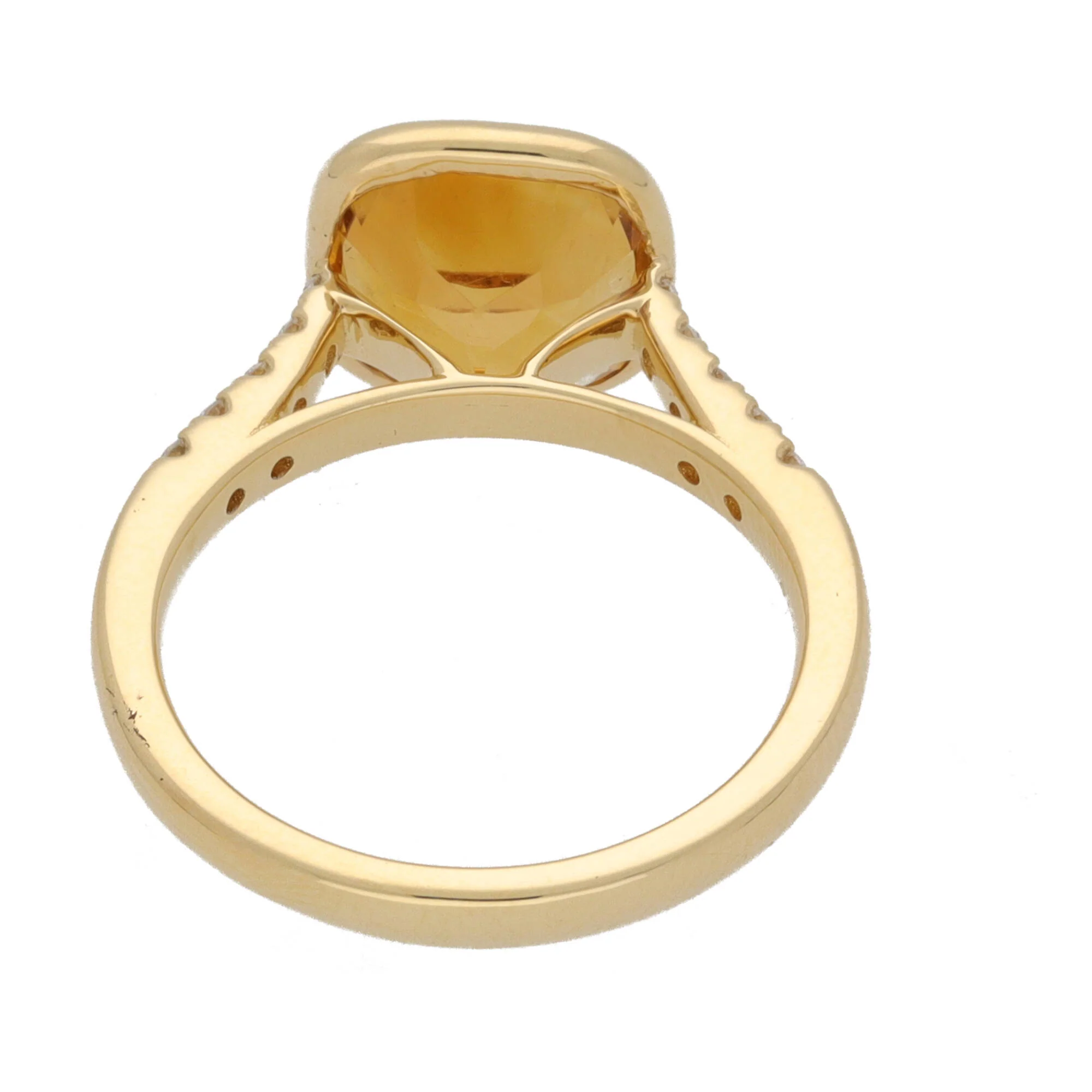 Citrine and Diamond 18ct Yellow Gold Collar Set Ring - Image 4