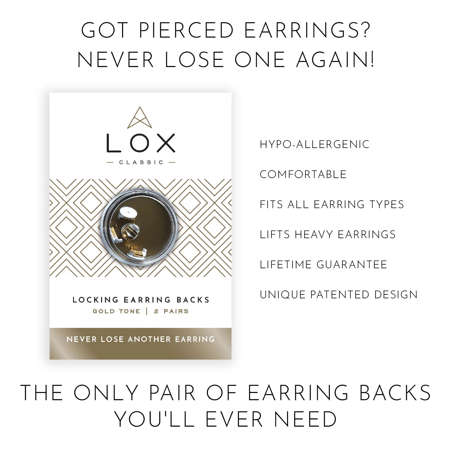 Classic Earring Backs - Gold Tone - Image 2