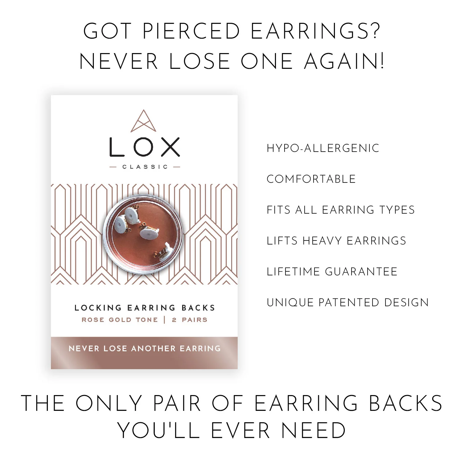Classic Earring Backs - Rose Gold Tone - Image 2