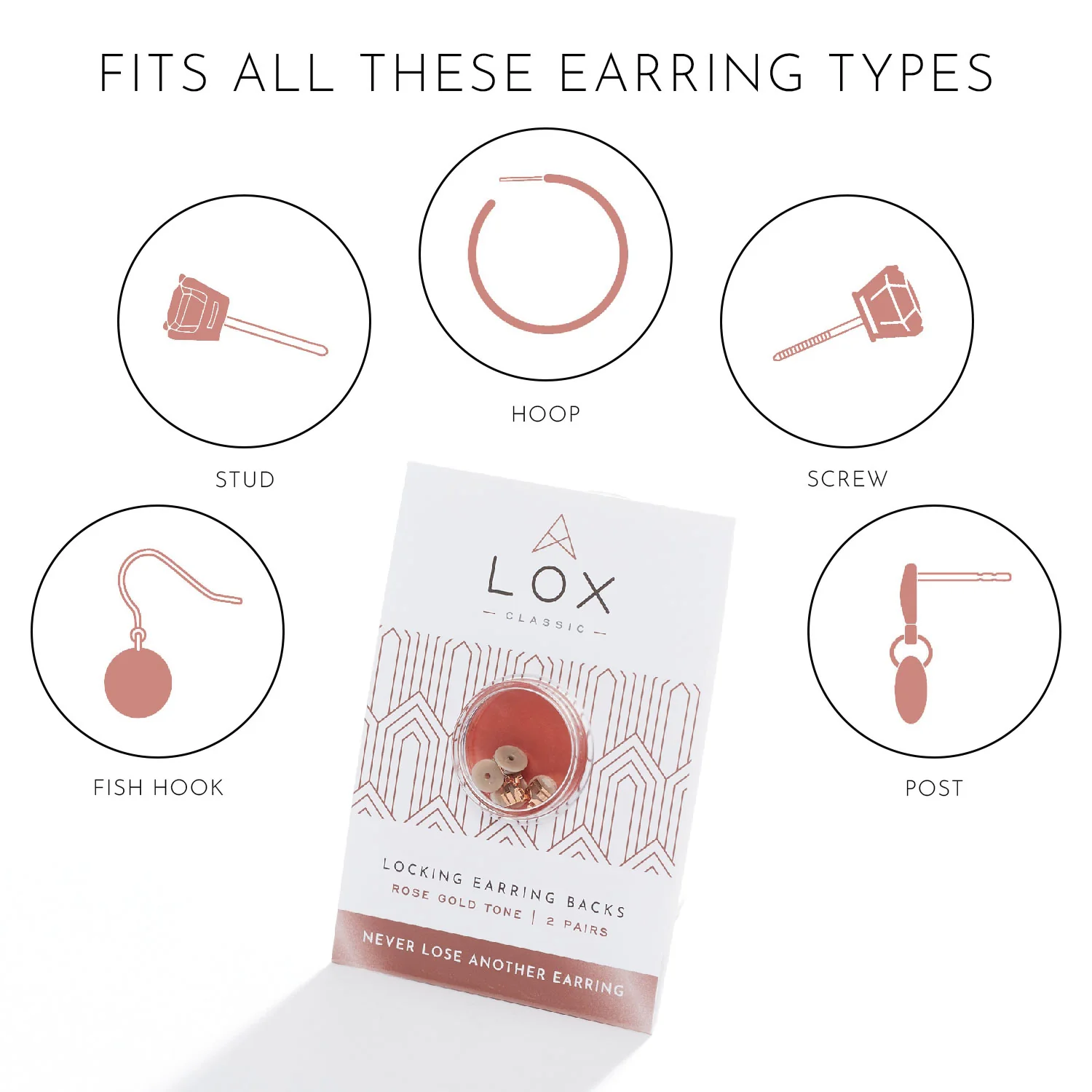 Classic Earring Backs - Rose Gold Tone - Image 3