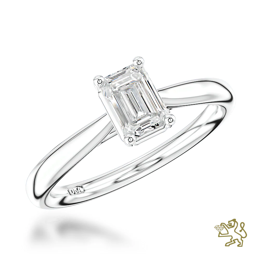 Classic Emerald Solitaire 0.50ct E VS2 Diamond Platinum Ring