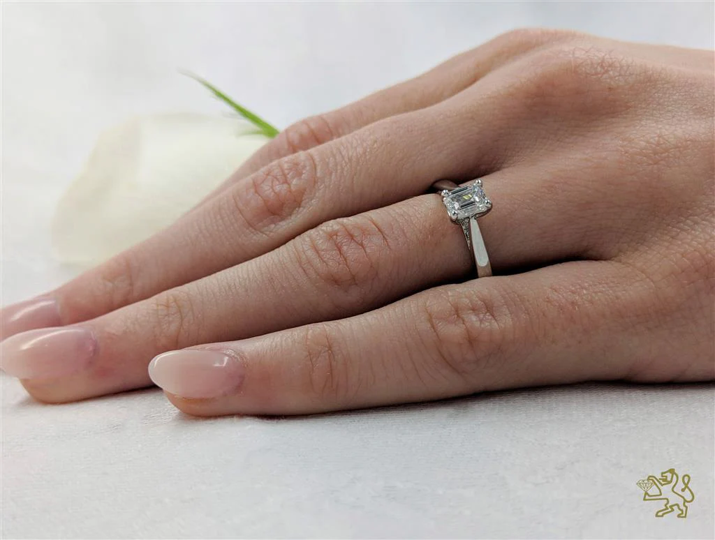 Classic Emerald Solitaire 0.50ct E VS2 Diamond Platinum Ring - Image 2