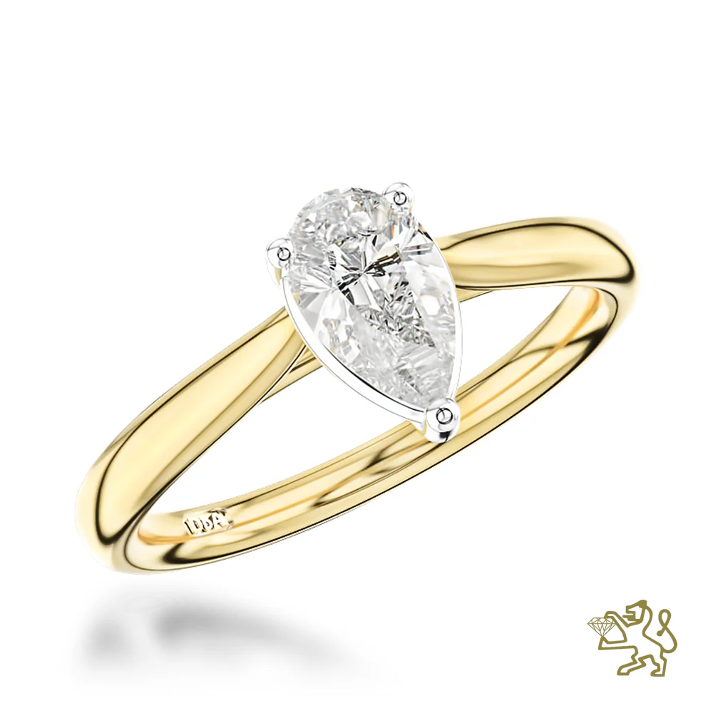 Classic Pear Solitaire 0.70ct D SI1 Diamond 18ct Yellow Gold Ring