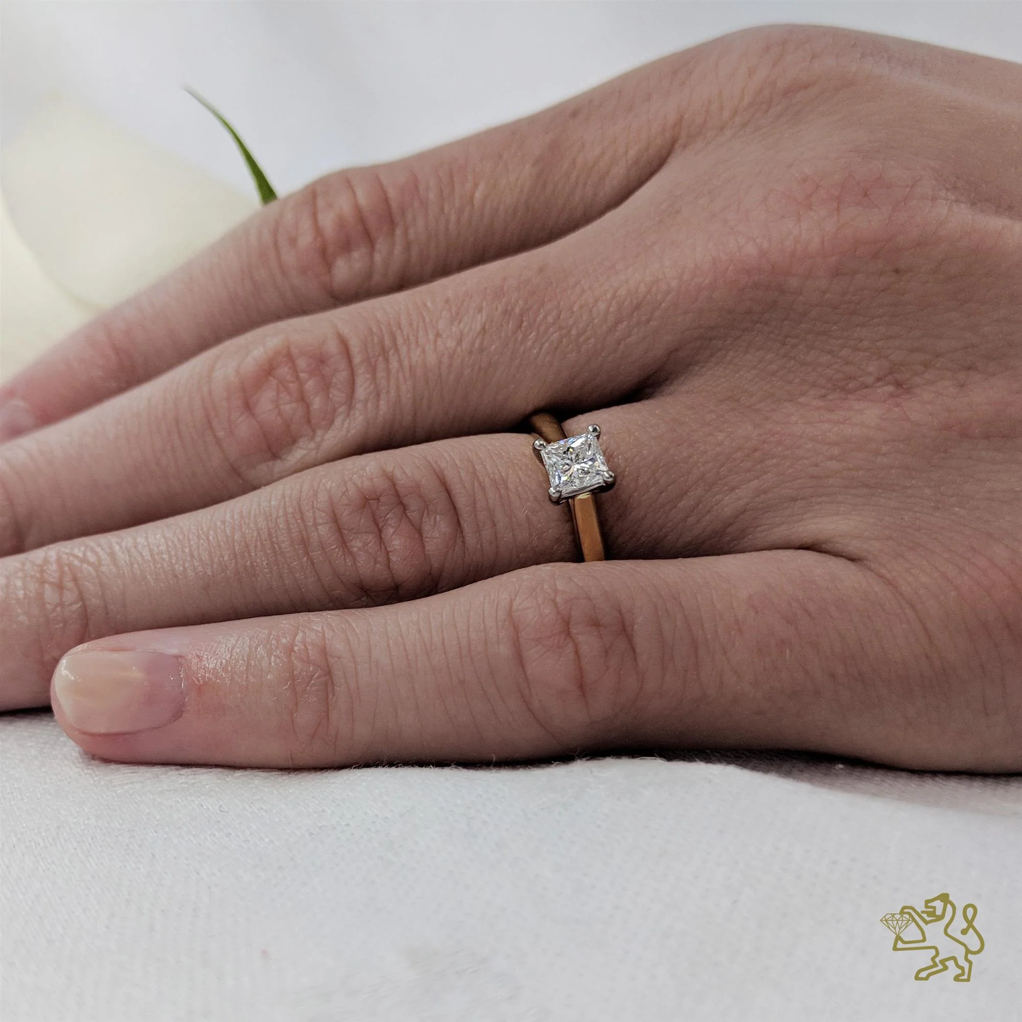 Classic Princess Solitaire 0.65ct E SI1 Diamond Yellow Gold/Platinum Ring - Image 2