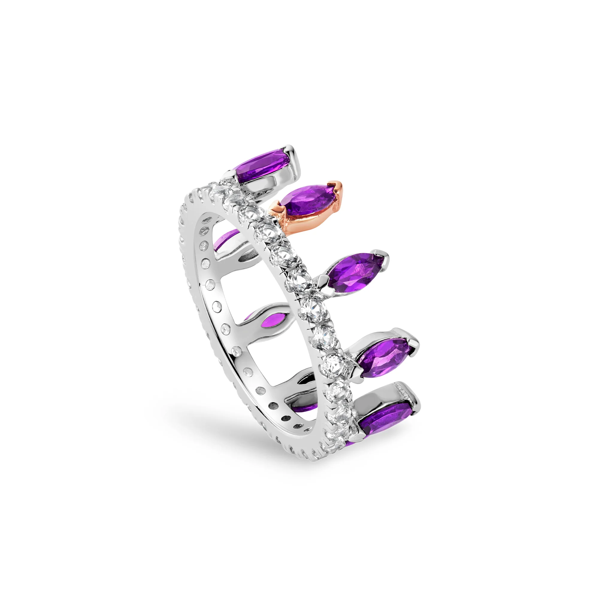 Clogau Clogau® Celebration Sterling Silver Crown Ring with Amethysts & Topaz 3SATA0789 (O)