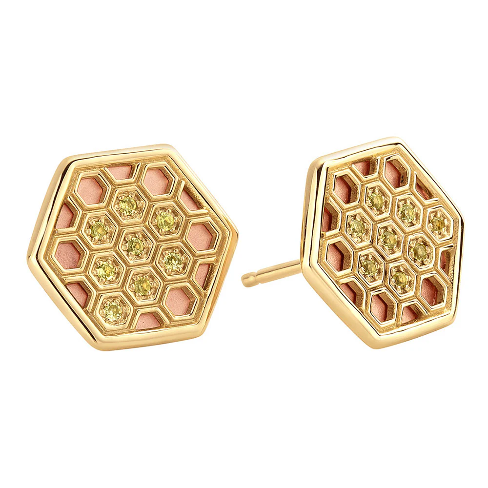 Clogau Nature's Wonder 9ct Yellow Gold Honey Bee Citrine Stud Earrings HNCBE