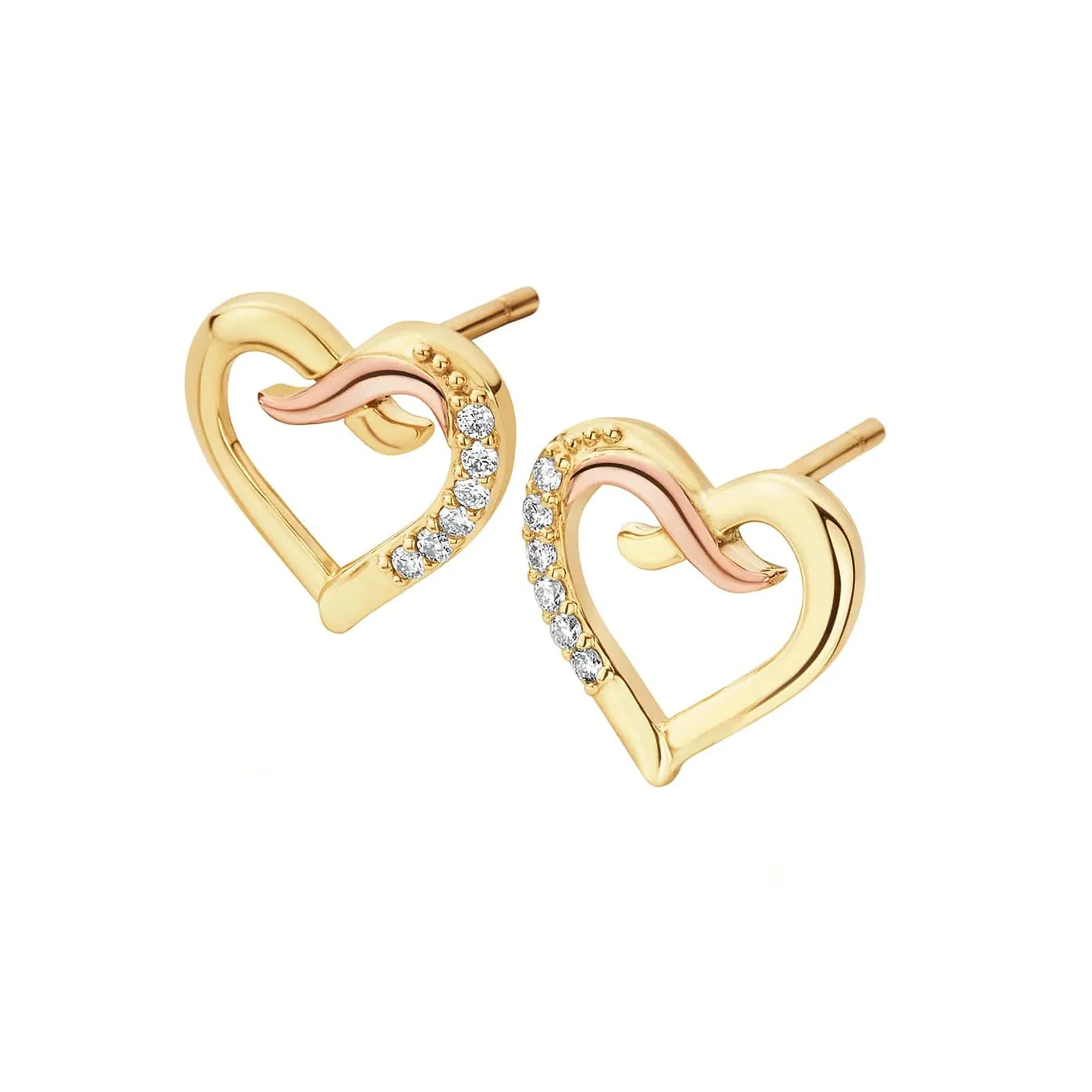 Clogau Forever Yours 9ct Solid Gold Kiss Stud Earrings with Diamonds CGKDSE