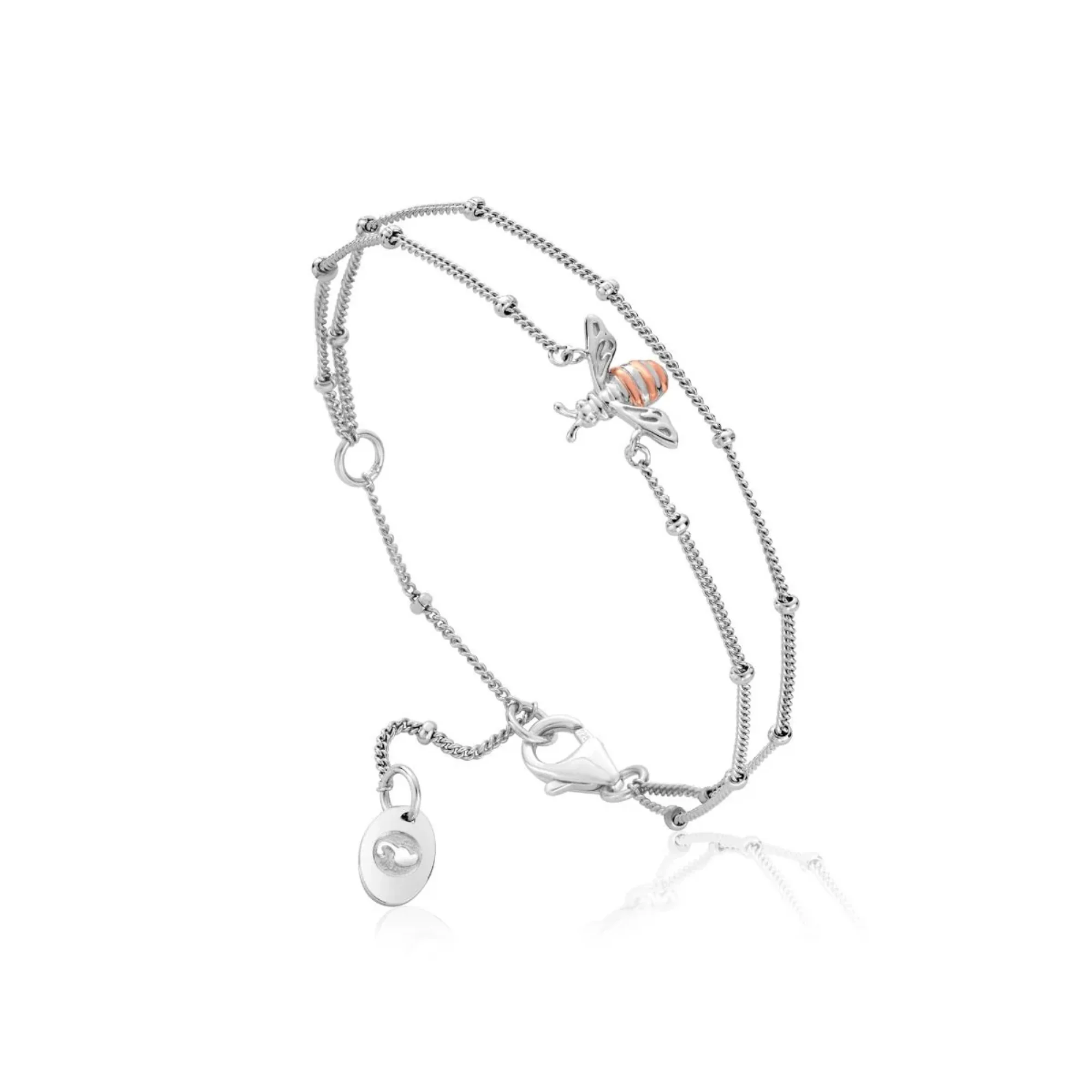 Clogau Nature's Wonder Sterling Silver Honey Bee Double-Chain Bracelet 3SHNB0134