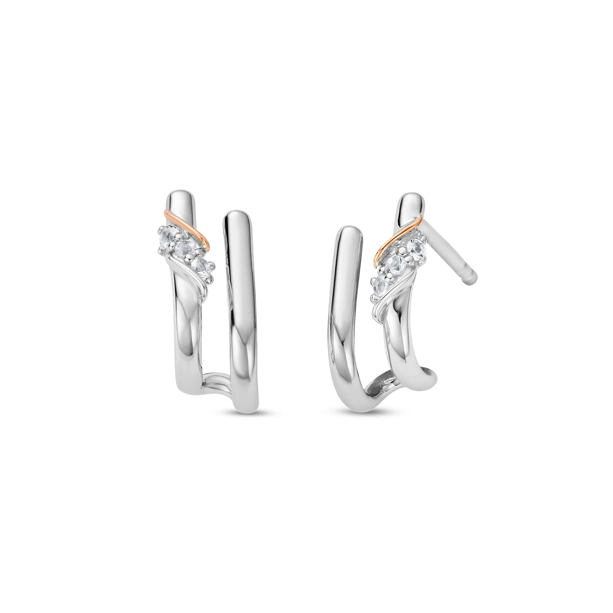 Clogau Past Present FutureĀ® Sterling Silver Curve Stud Earrings with Topaz 3SPPF964