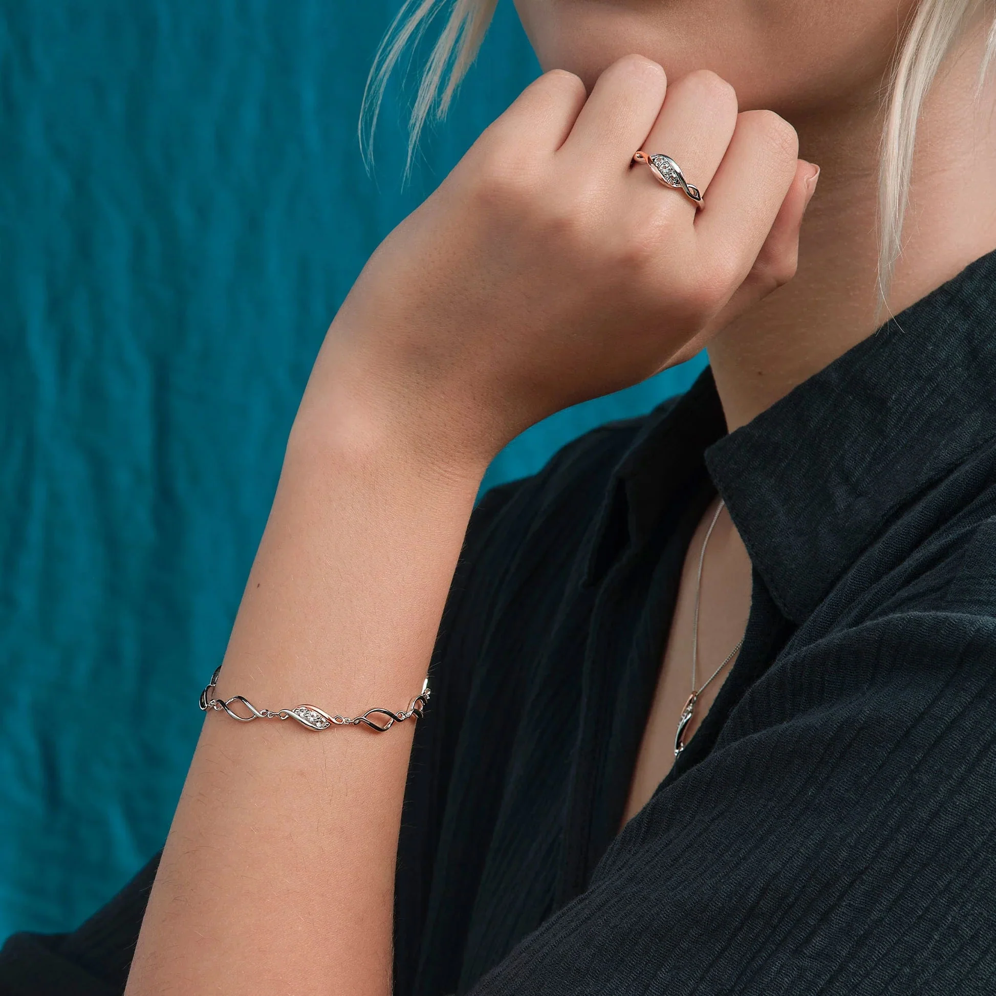 Clogau Past Present FutureĀ® Sterling Silver Multi-Link Bracelet with Topaz 3SPPF0651 - Image 2