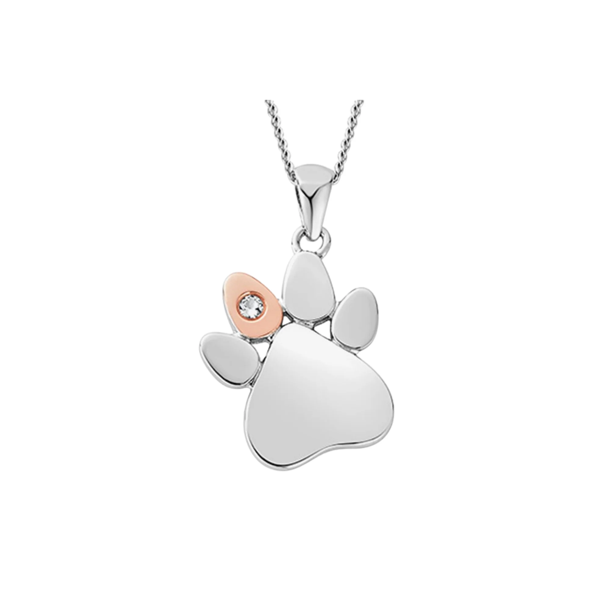 Clogau Paw Prints Sterling Silver Pendant with Topaz 3SPWP0225