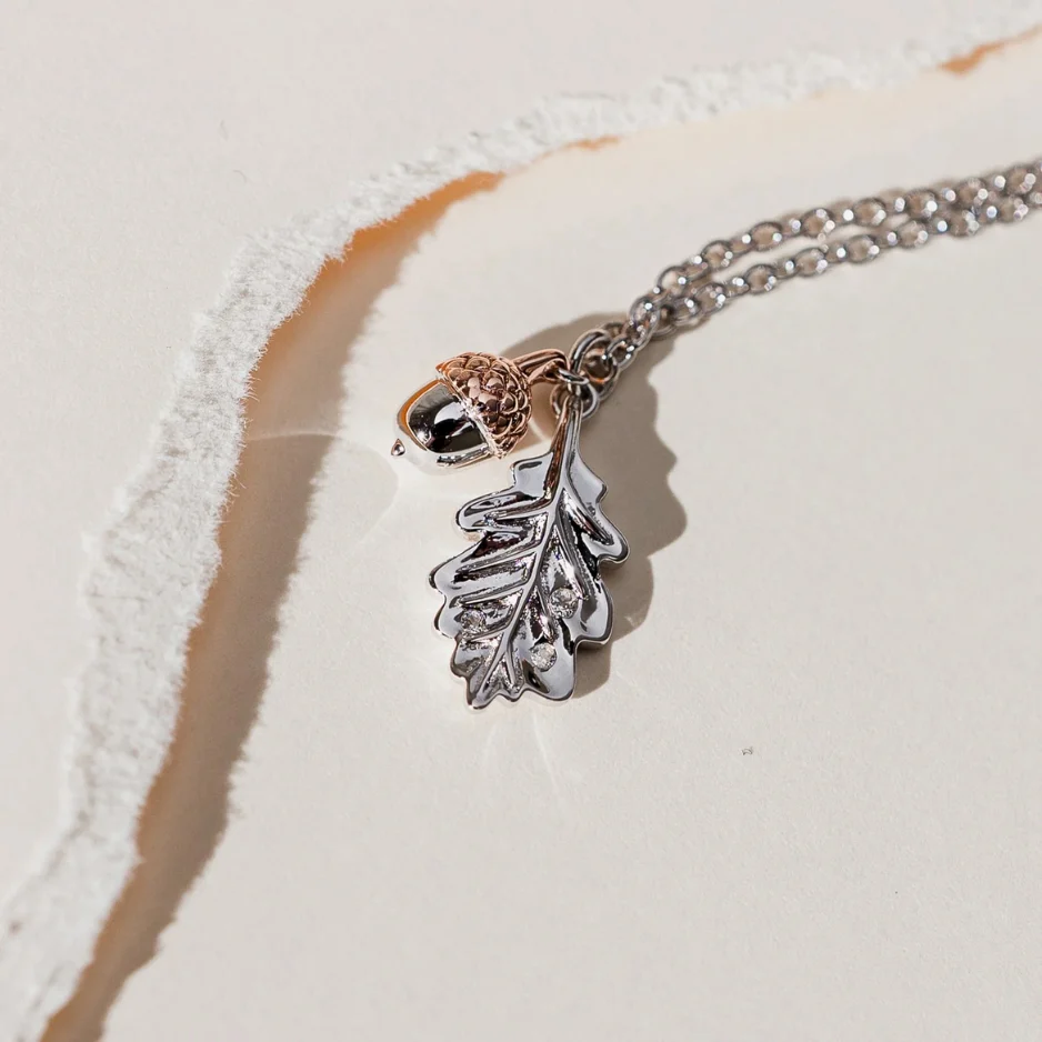 Clogau Royal Clogau® Sterling Silver Oak Leaf Pendant with Topaz 3SROKDP - Image 2