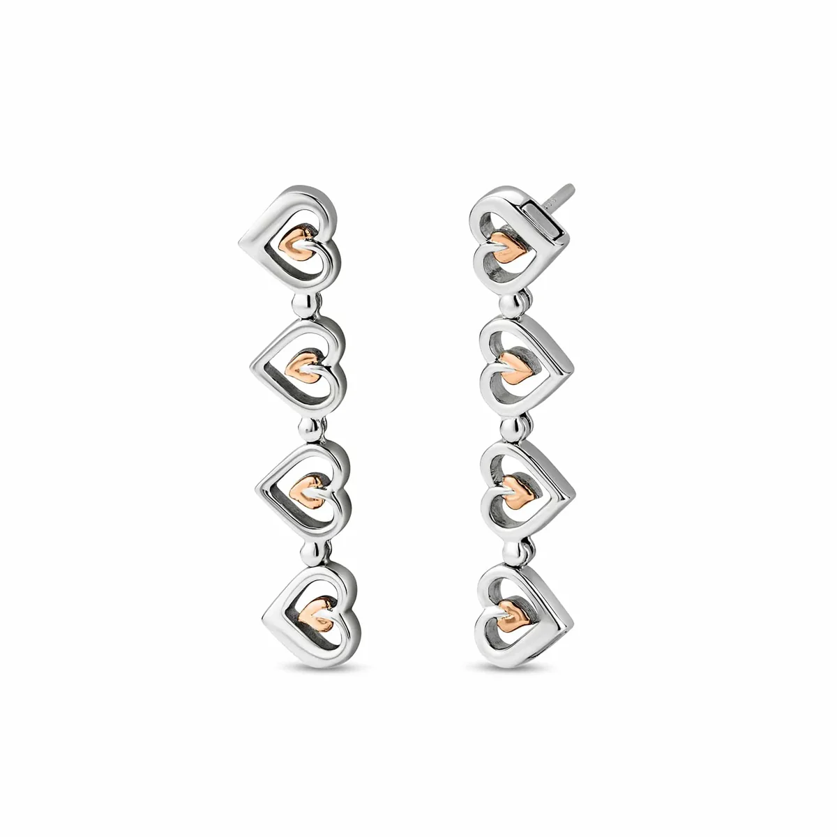 Clogau Tree of Life Sterling Silver Heart Drop-Stud Earrings 3SHEA884 - Image 2
