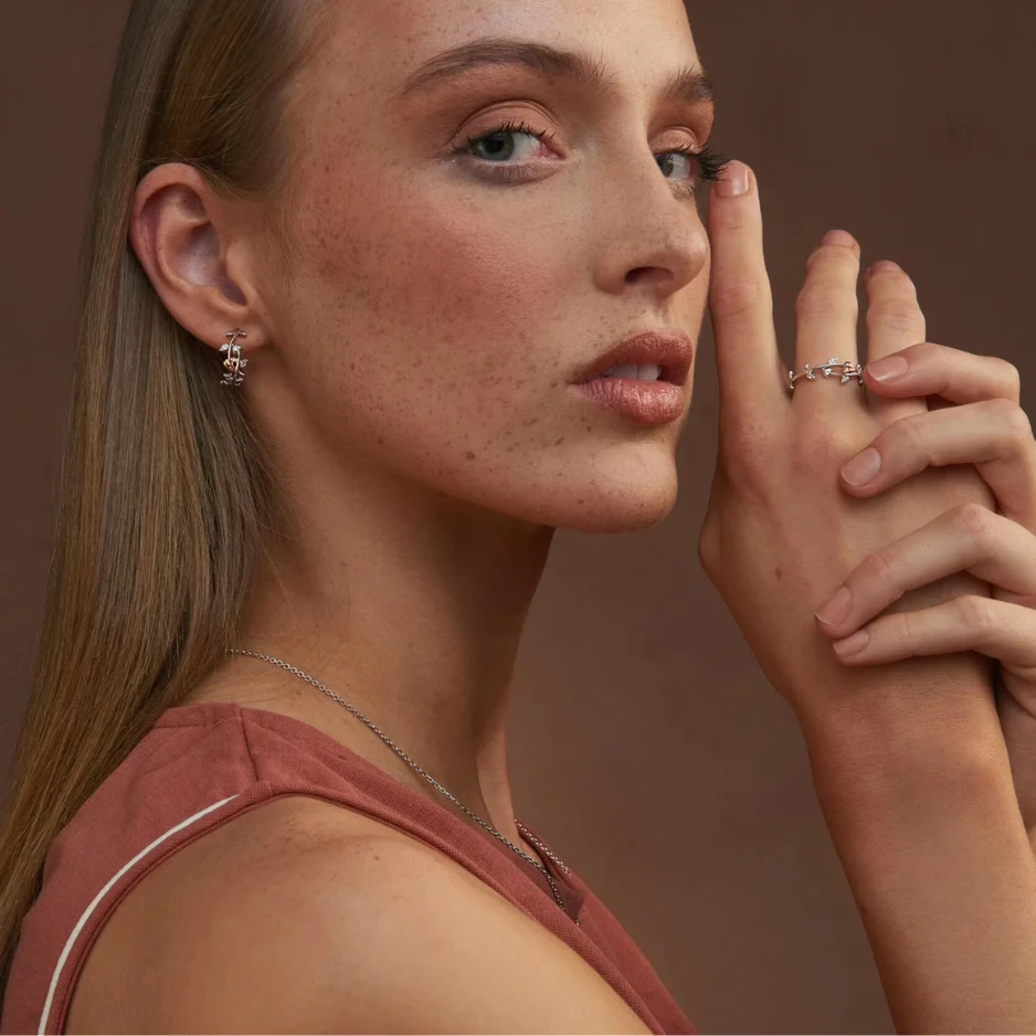 Clogau Tree of LifeĀ® Sterling Silver Vine Half-Hoop Earrings with Topaz 3STOL0235 - Image 2