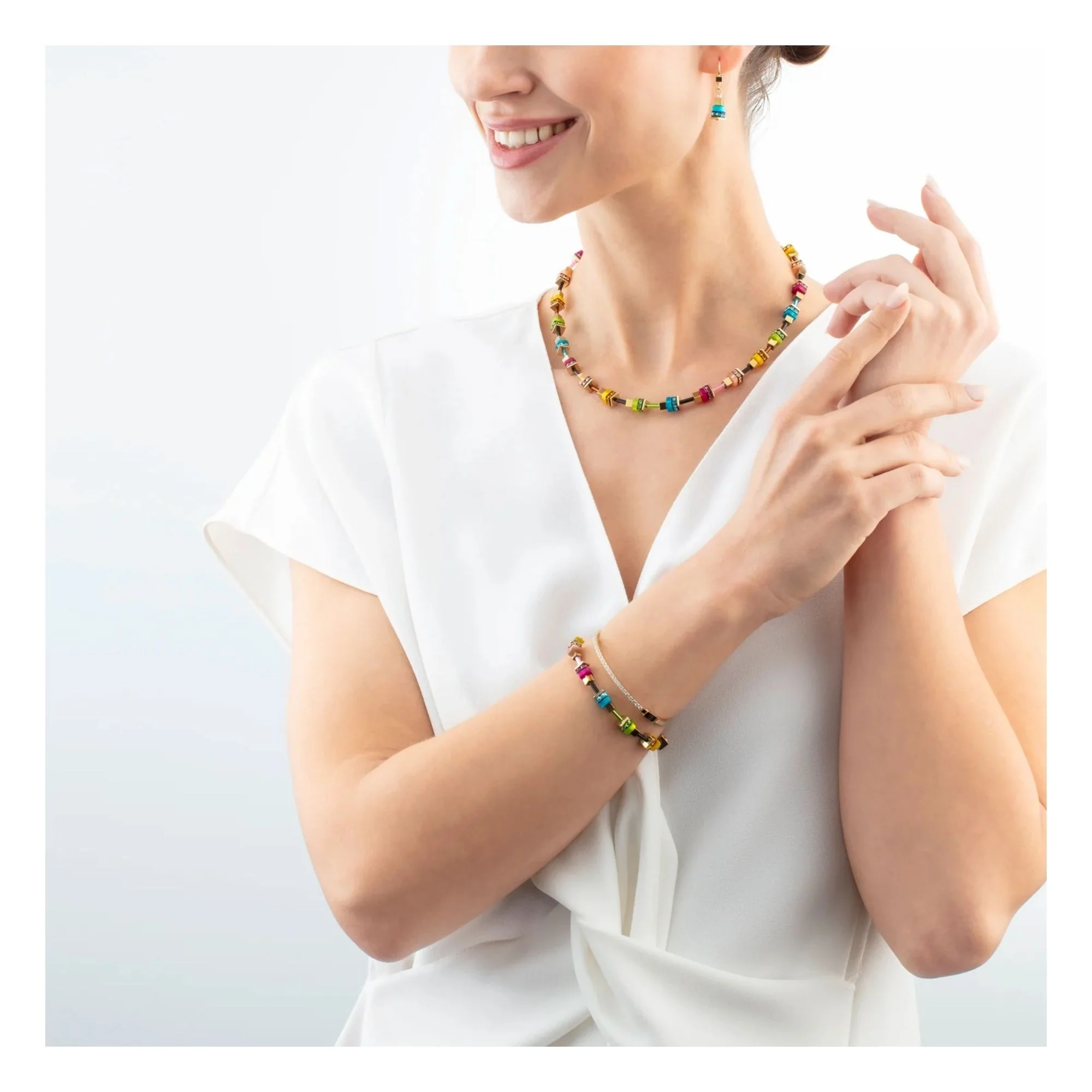 Coeur de Lion Boho Sunset Cube Necklace - Rainbow - Image 2