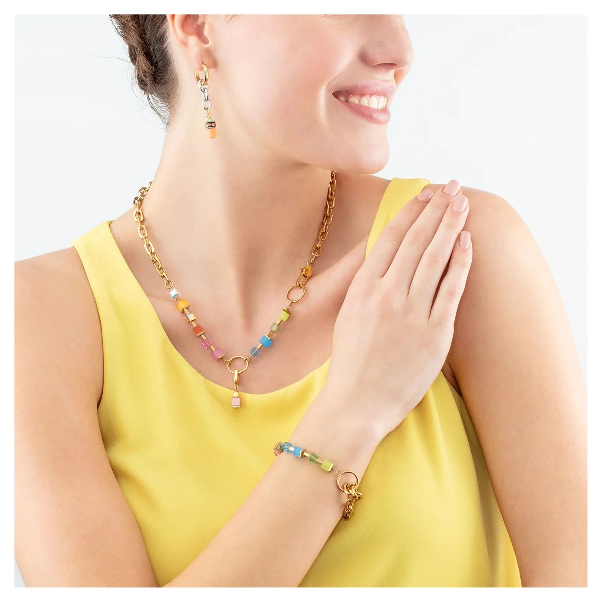 Coeur de Lion Cube Fusion Charm Bracelet Gold-Rainbow - Image 2
