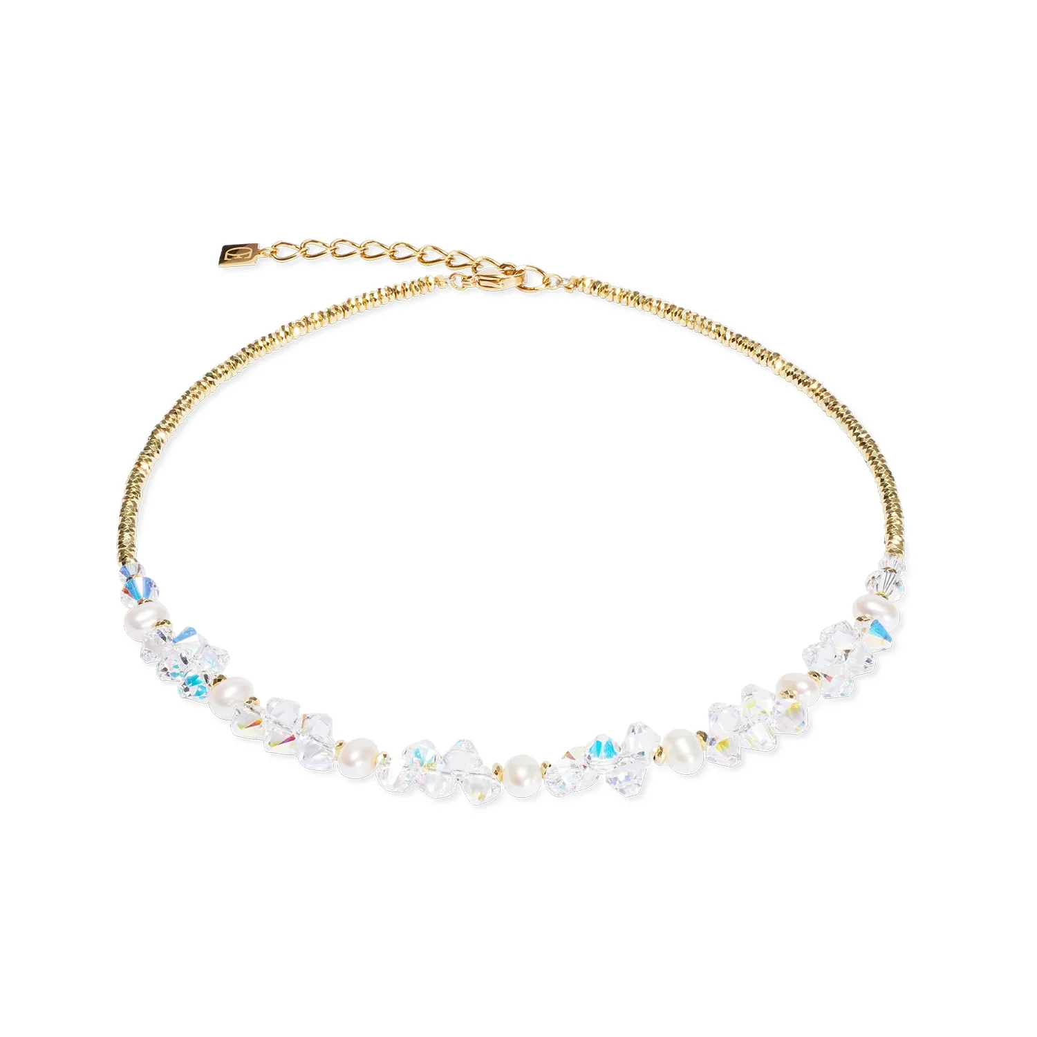 Coeur de Lion Dancing Crystals & Pearls Gold Necklace