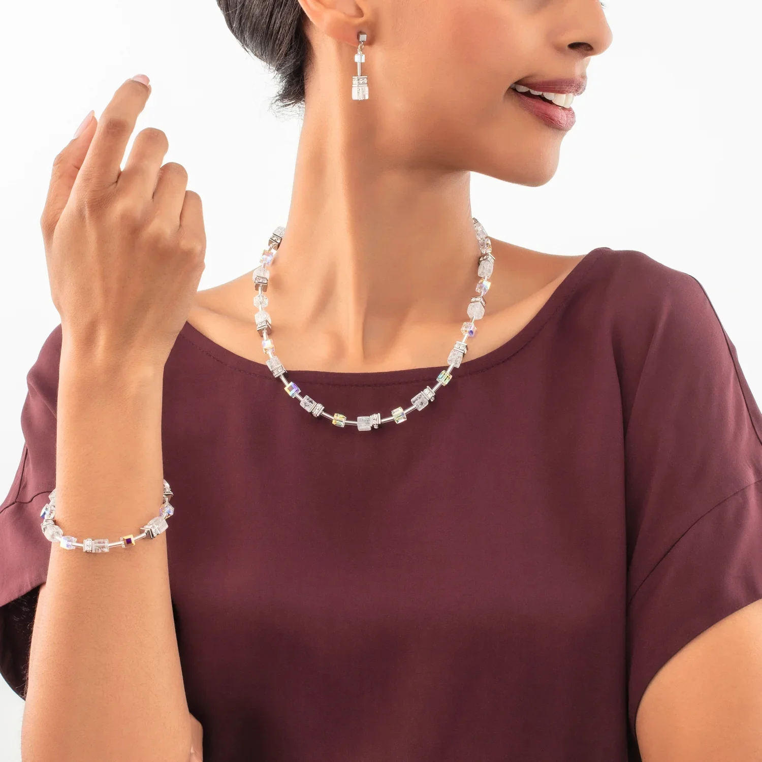 Coeur de Lion GeoCUBE® Iconic Nature necklace silver-white - Image 2