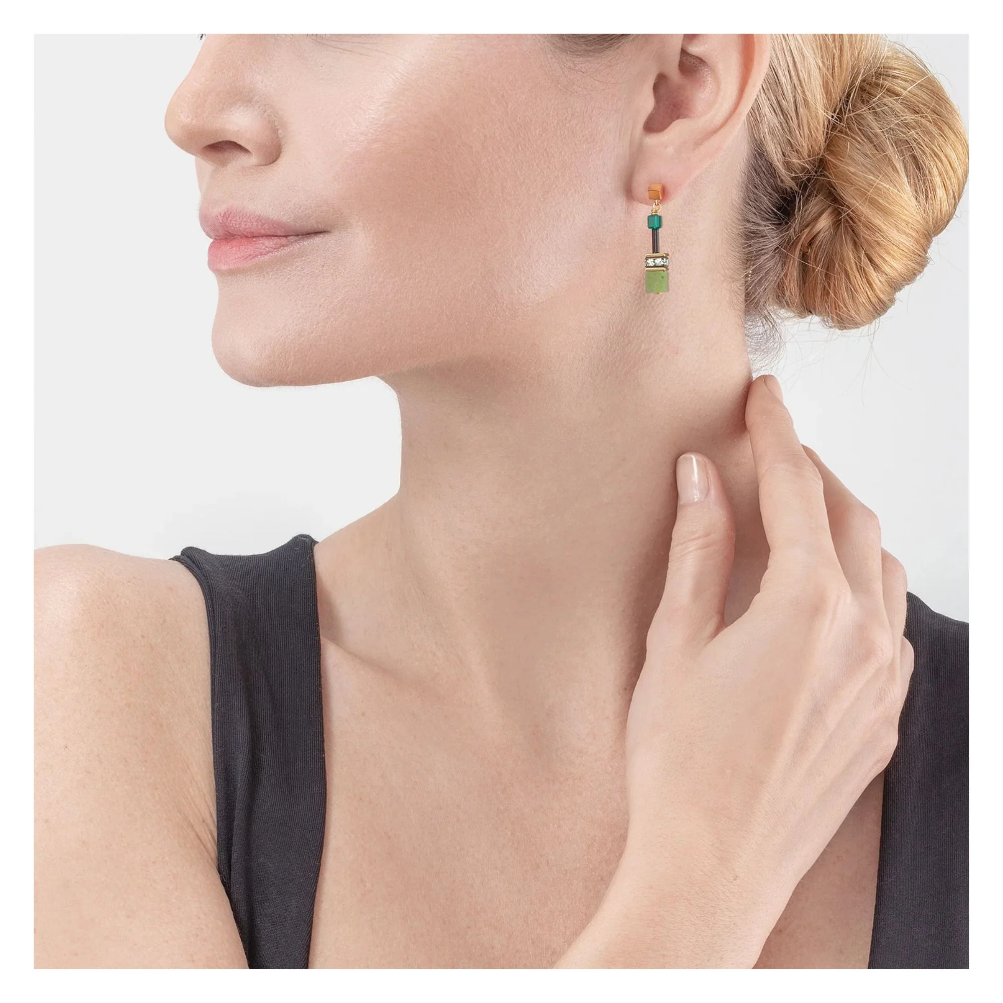 Coeur de Lion GeoCUBE® Iconic Precious Earrings Green - Image 2