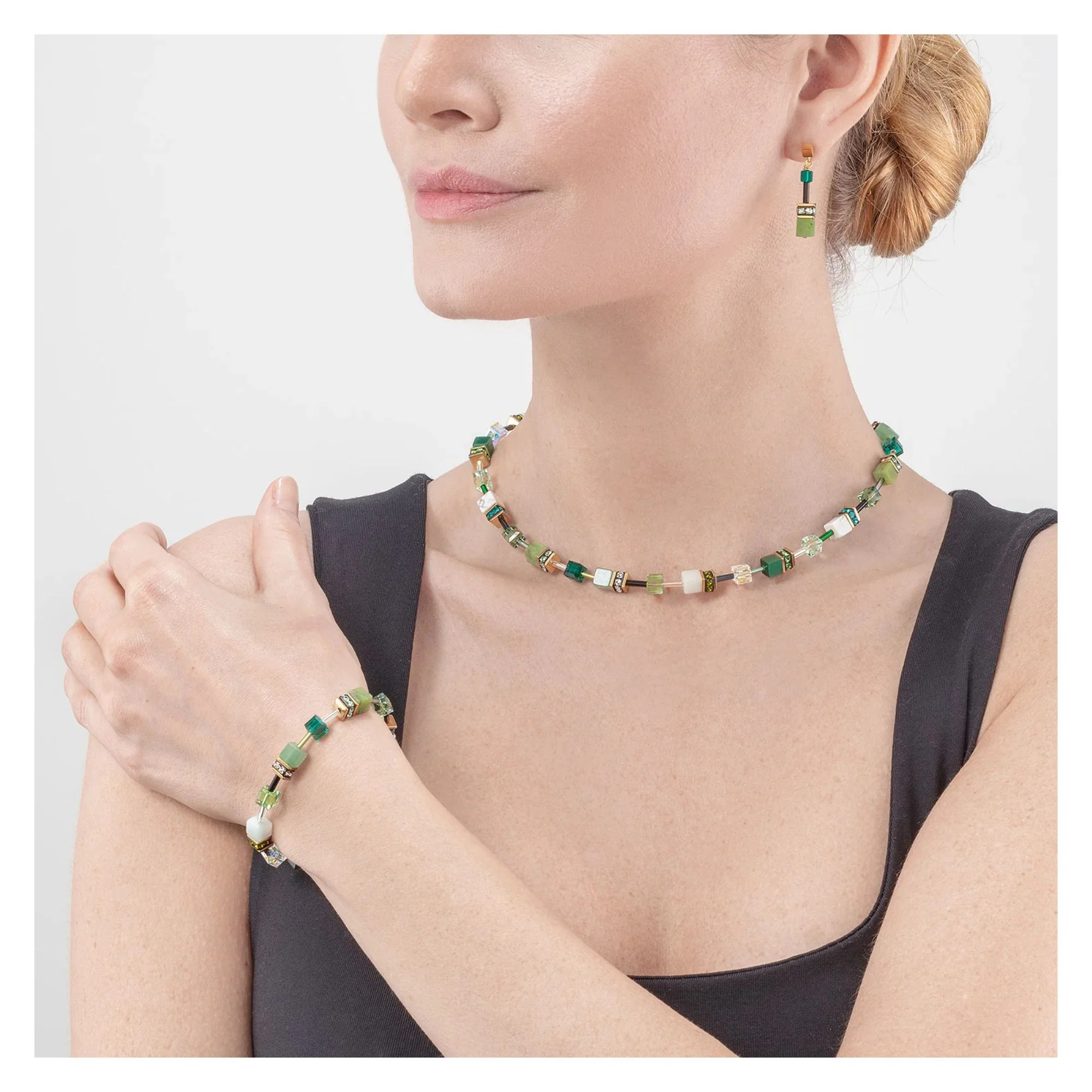 Coeur de Lion GeoCUBE® Iconic Precious Necklace Green - Image 2