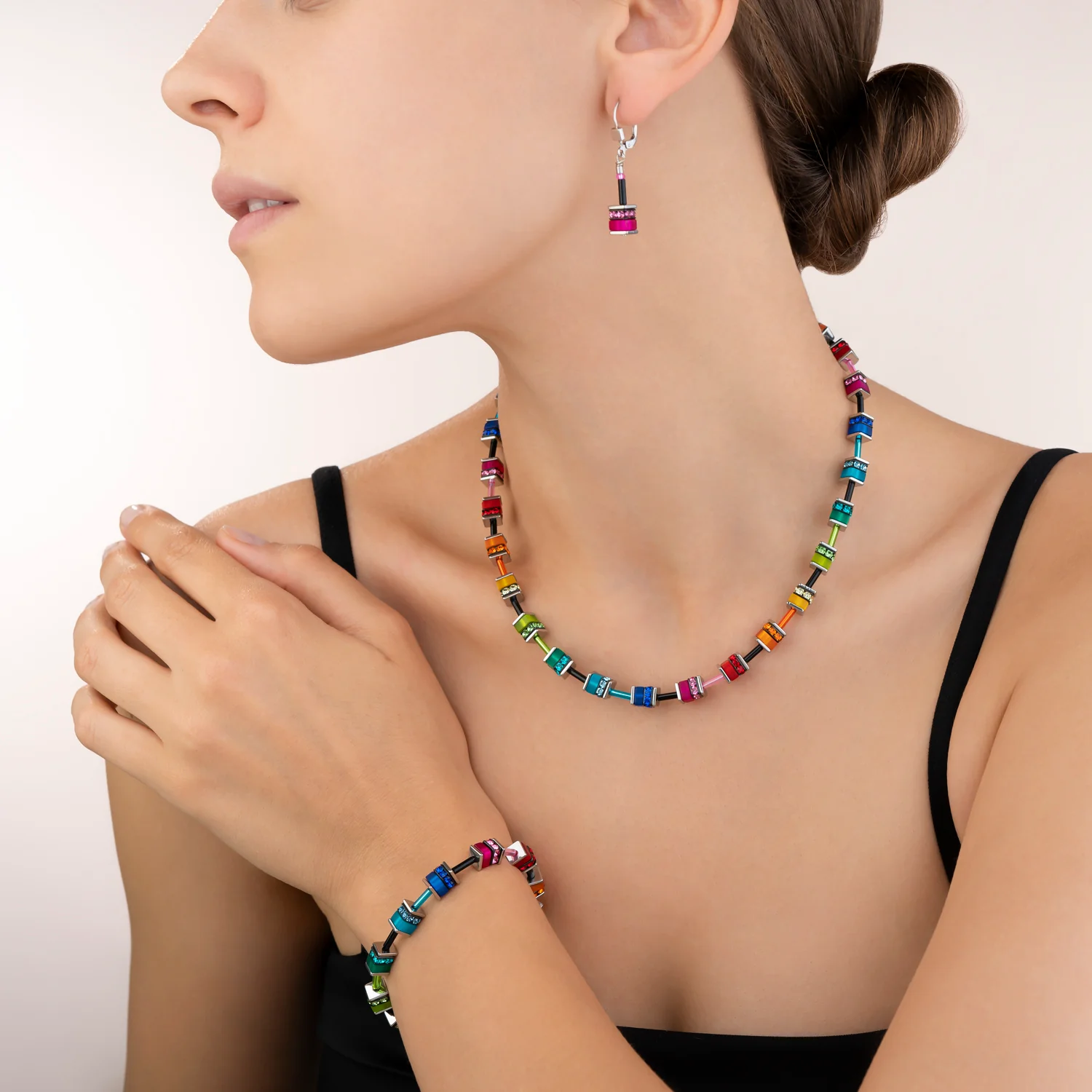 Coeur De Lion GeoCUBE® Multicolour Necklace Classic Polaris & Rhinestone - Image 2