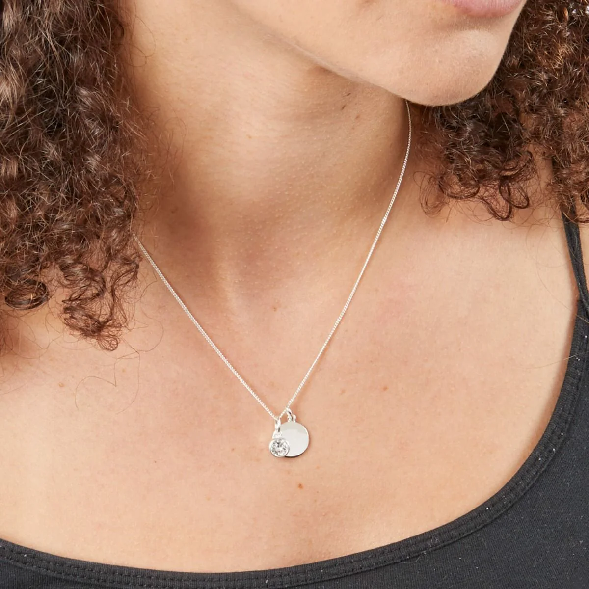 Crystal Birthstone Silver Charm April - Image 2