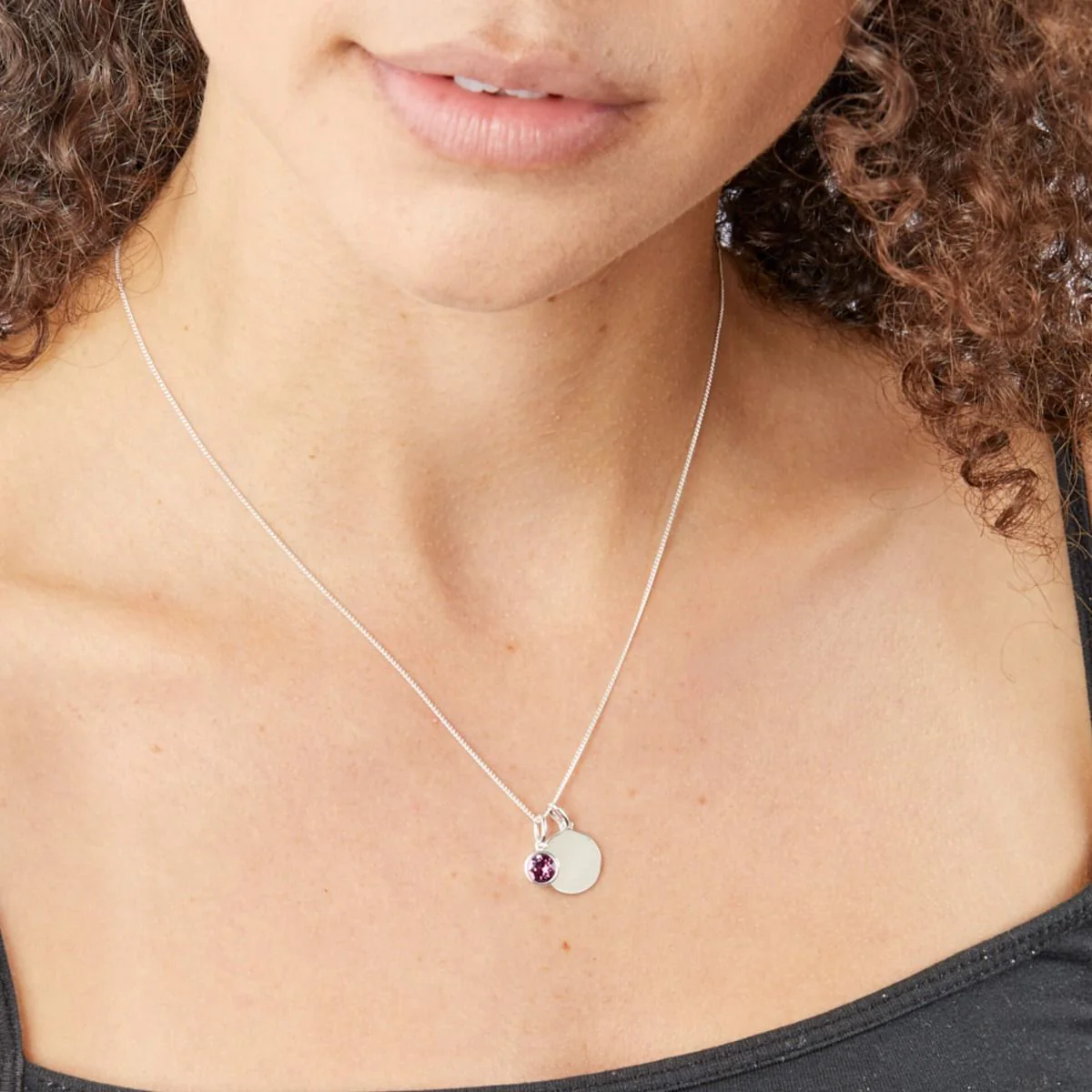 Crystal Birthstone Silver Charm February - Image 2