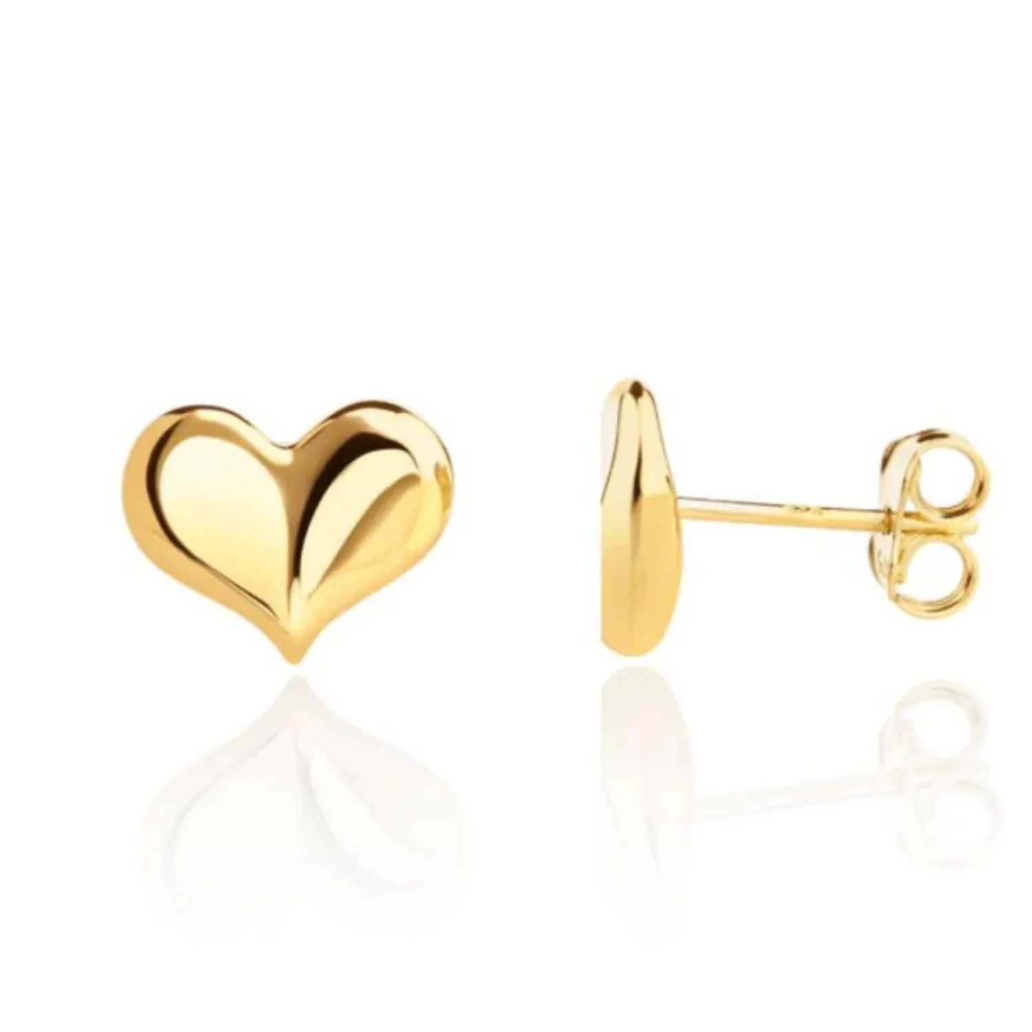 Curved Heart 9ct Yellow Gold Stud Earrings - Image 2