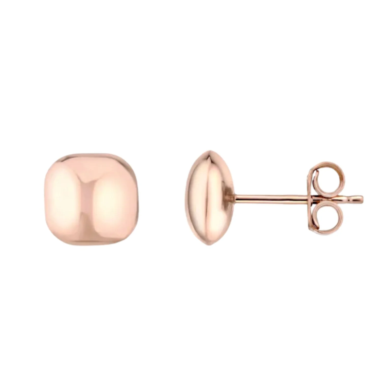 Cushion Shape 9ct Rose Gold Stud Earrings - Image 2