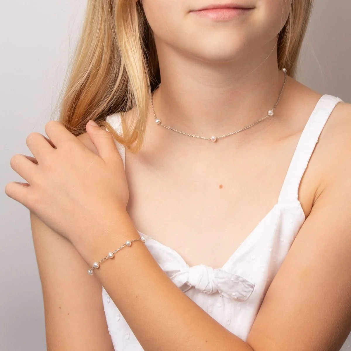 D for Diamond Pearl Station Bracelet - Image 2