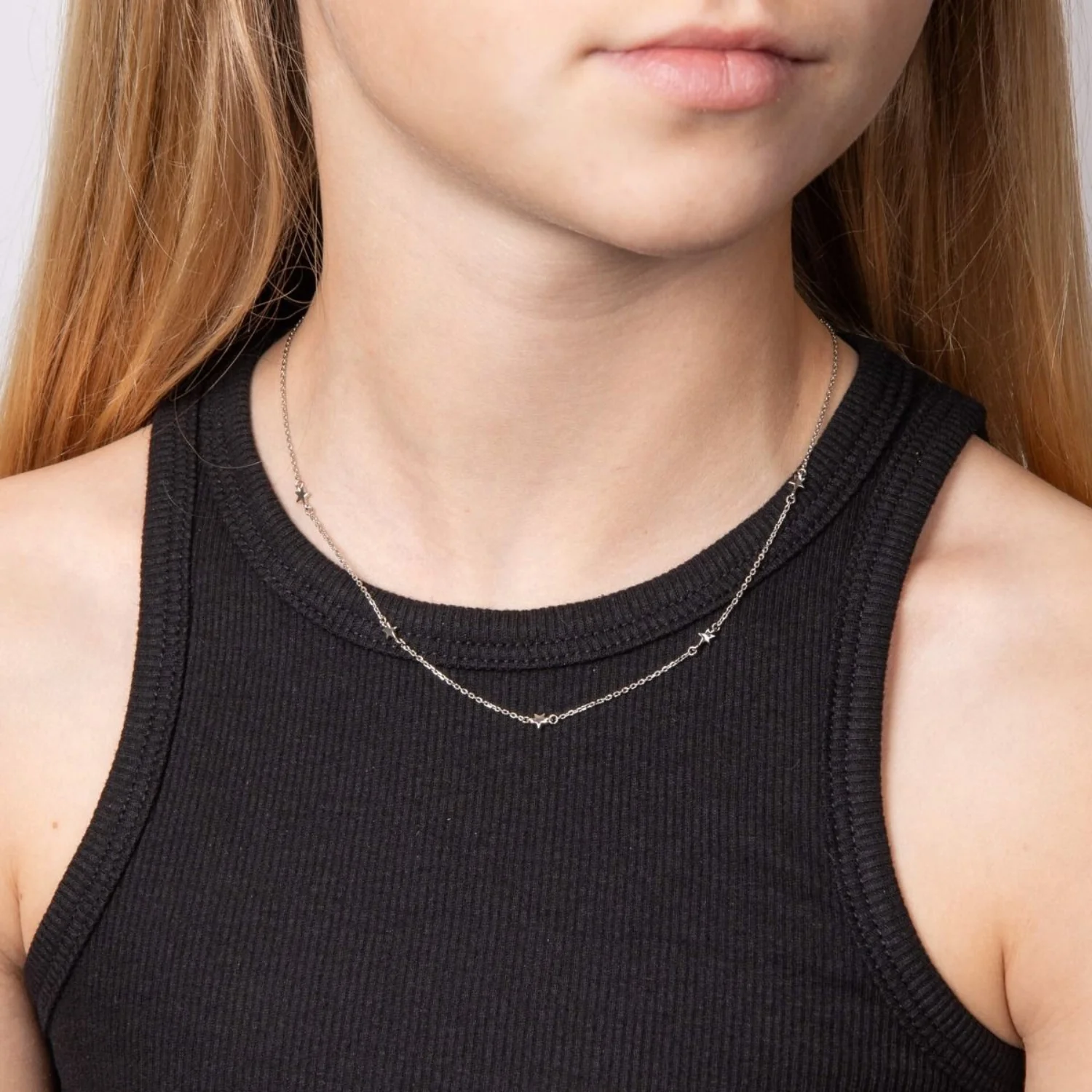 D for Diamond Star Station Silver Necklace - Image 2