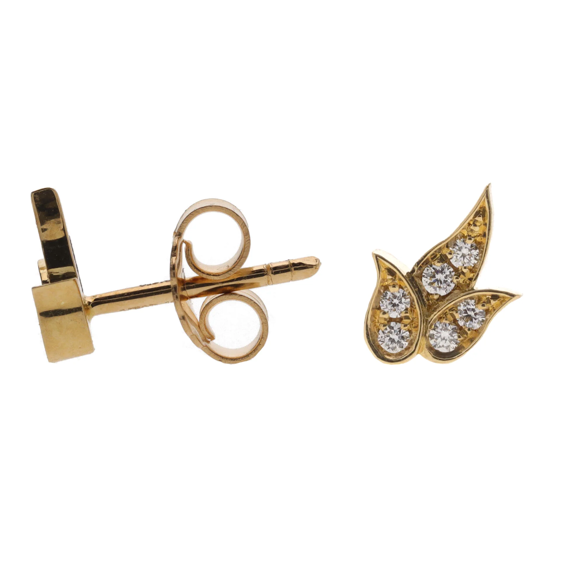 Diamond 0.07ct 18ct Yellow Gold Leaf Stud Earrings - Image 2