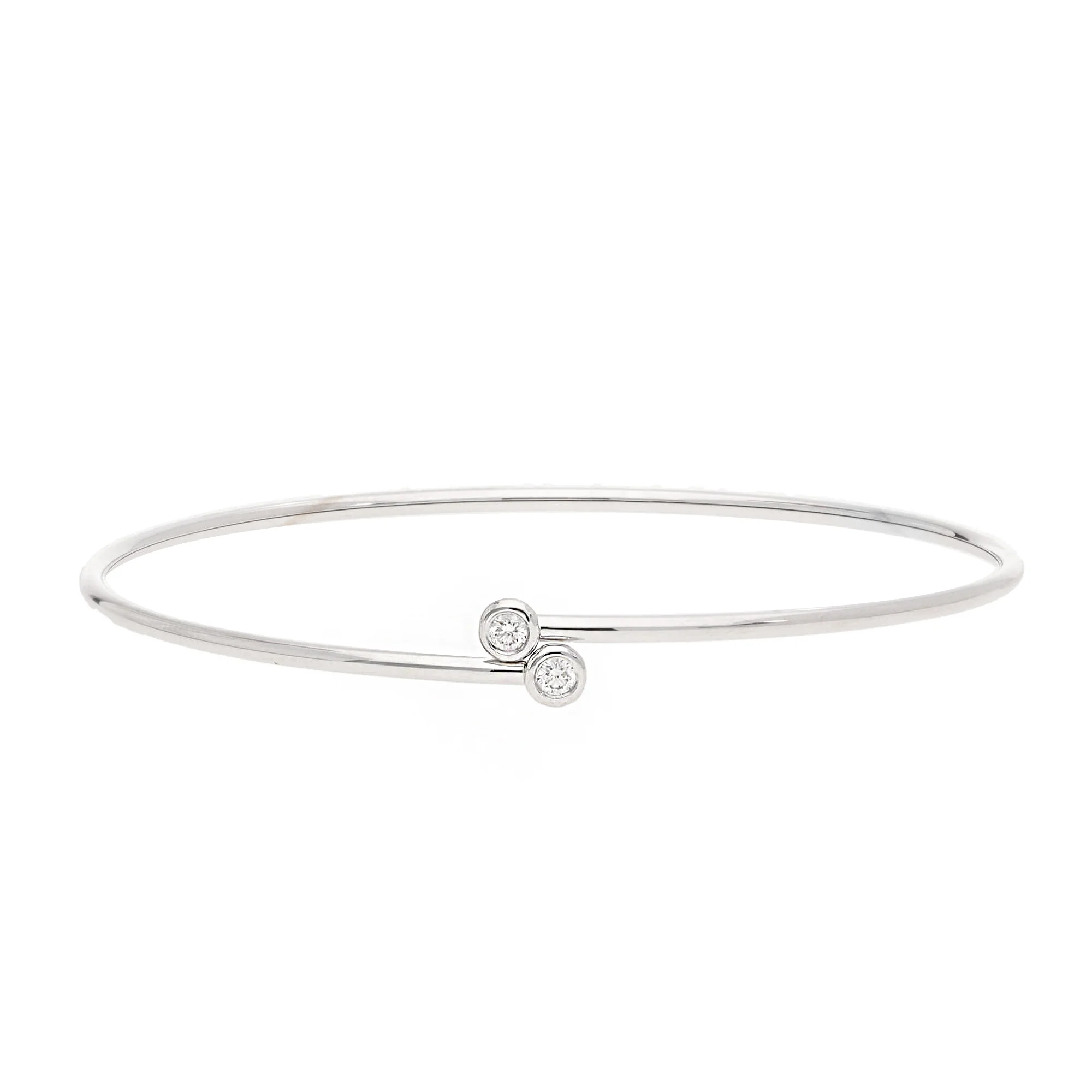 Diamond 0.11ct 18ct White Gold Crossover Bangle - Image 2