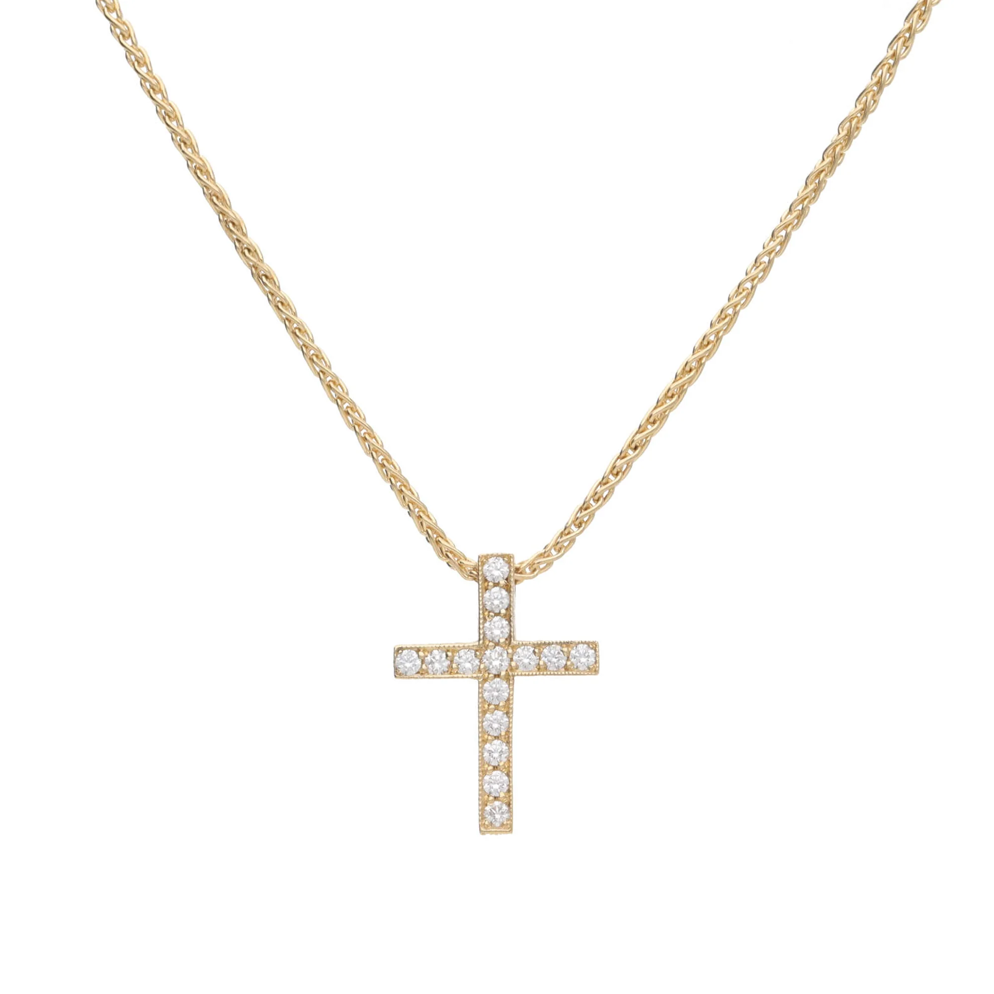 Diamond 0.12ct 18ct Yellow Gold Cross Necklace