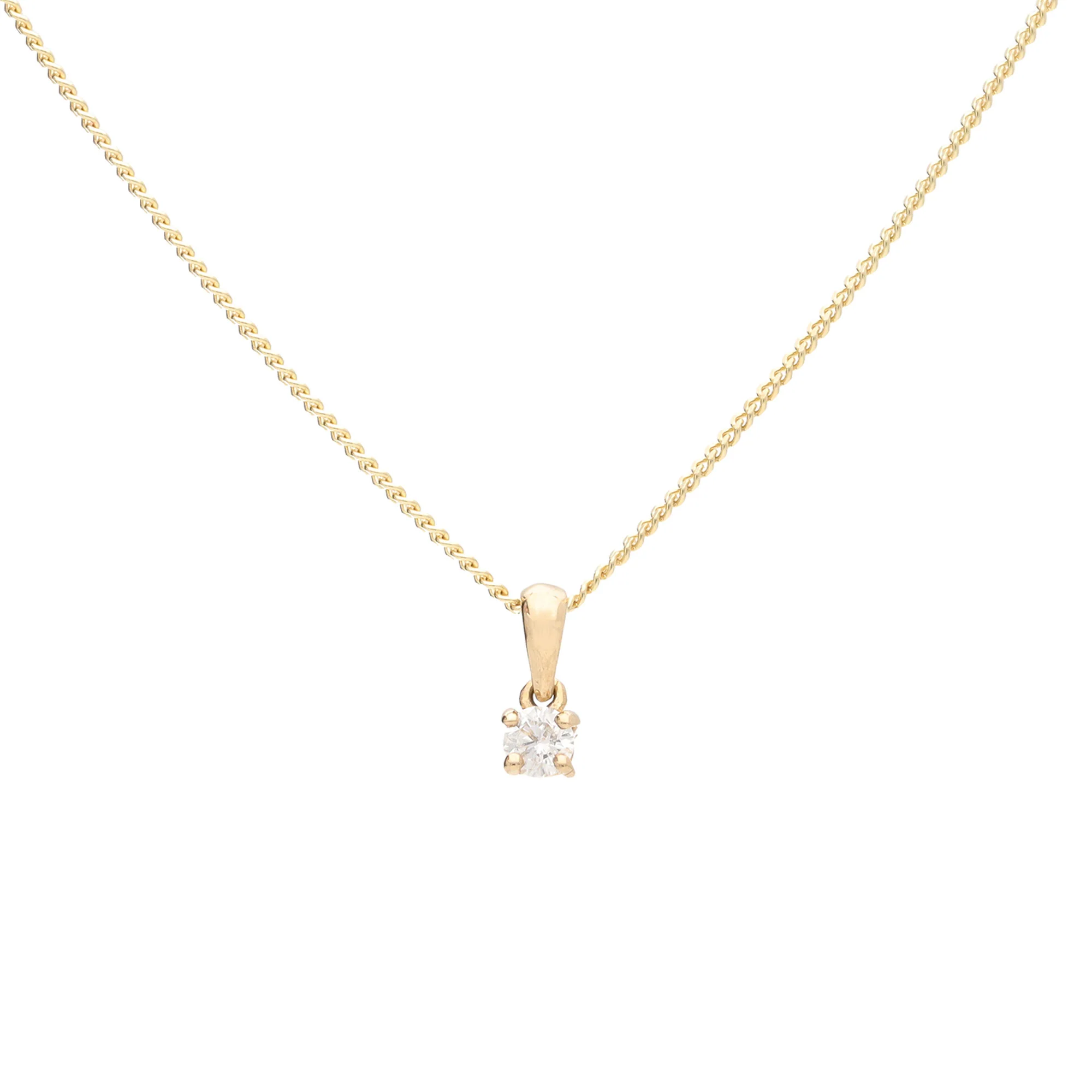 Diamond 0.15ct 9ct Yellow Gold Solitaire Pendant