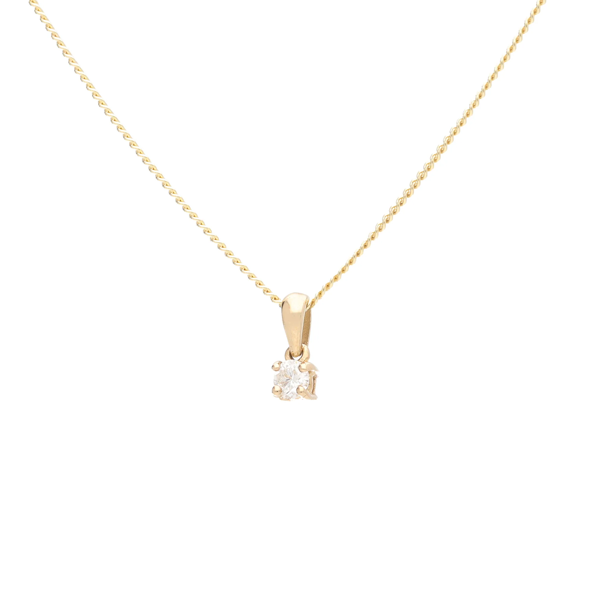 Diamond 0.15ct 9ct Yellow Gold Solitaire Pendant - Image 2