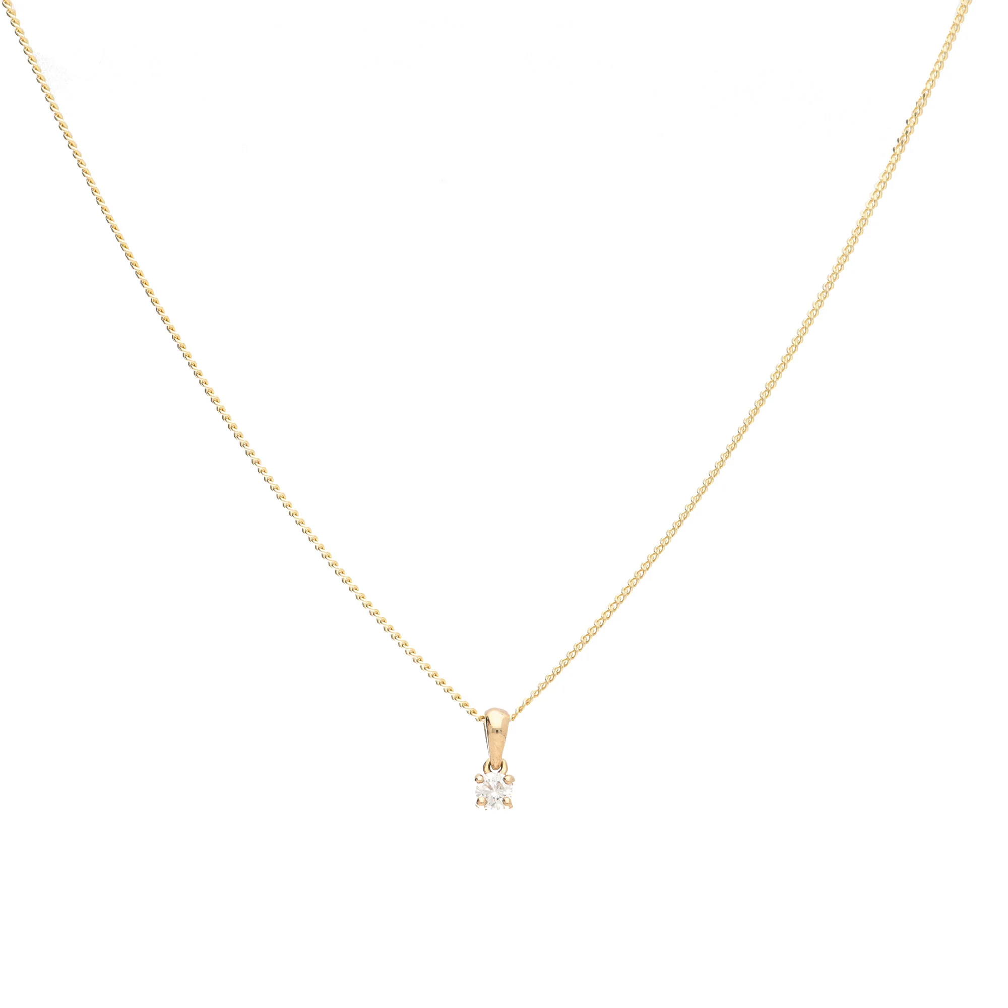 Diamond 0.15ct 9ct Yellow Gold Solitaire Pendant - Image 3