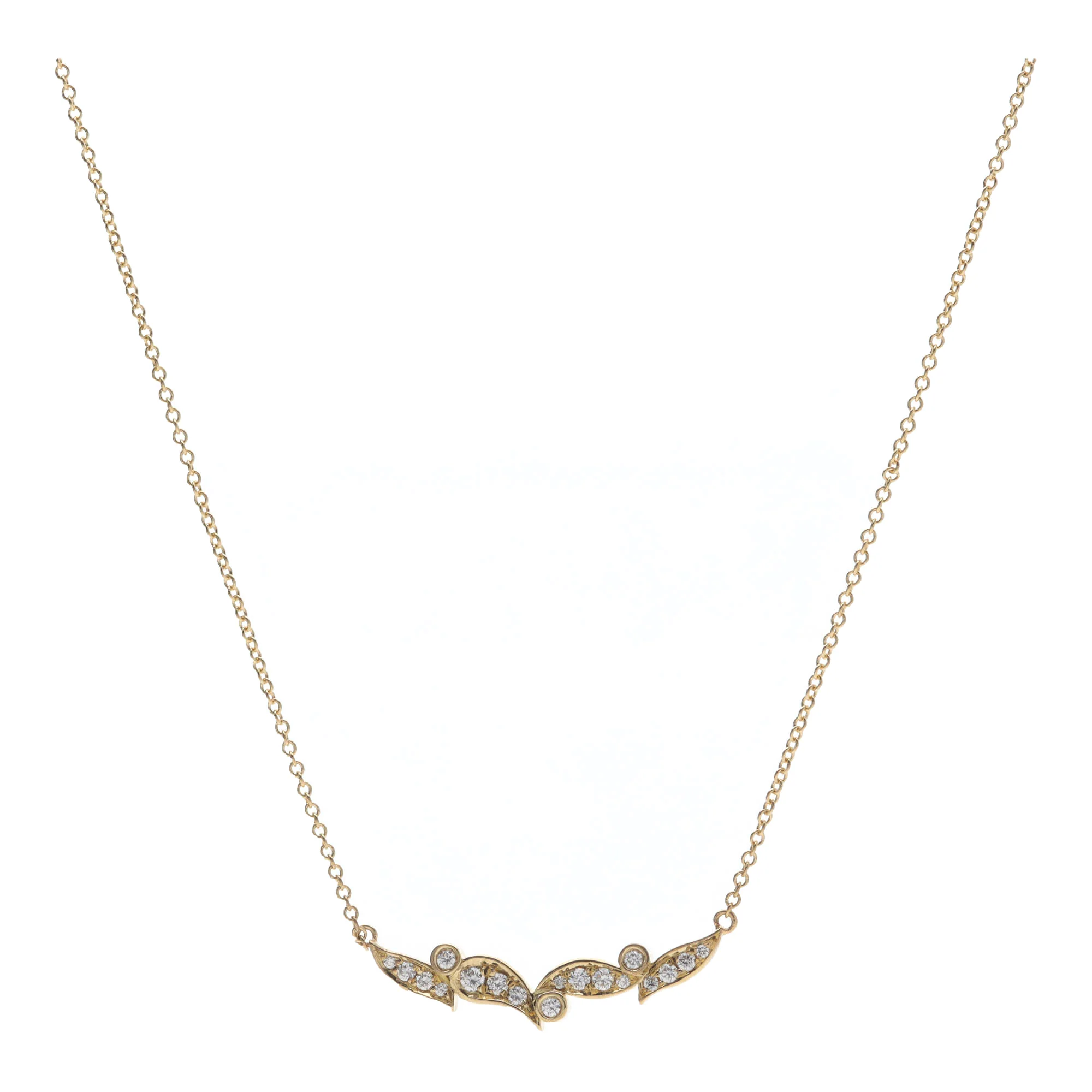 Diamond 0.16ct 18ct Yellow Gold Leaf Section Necklace - Image 2