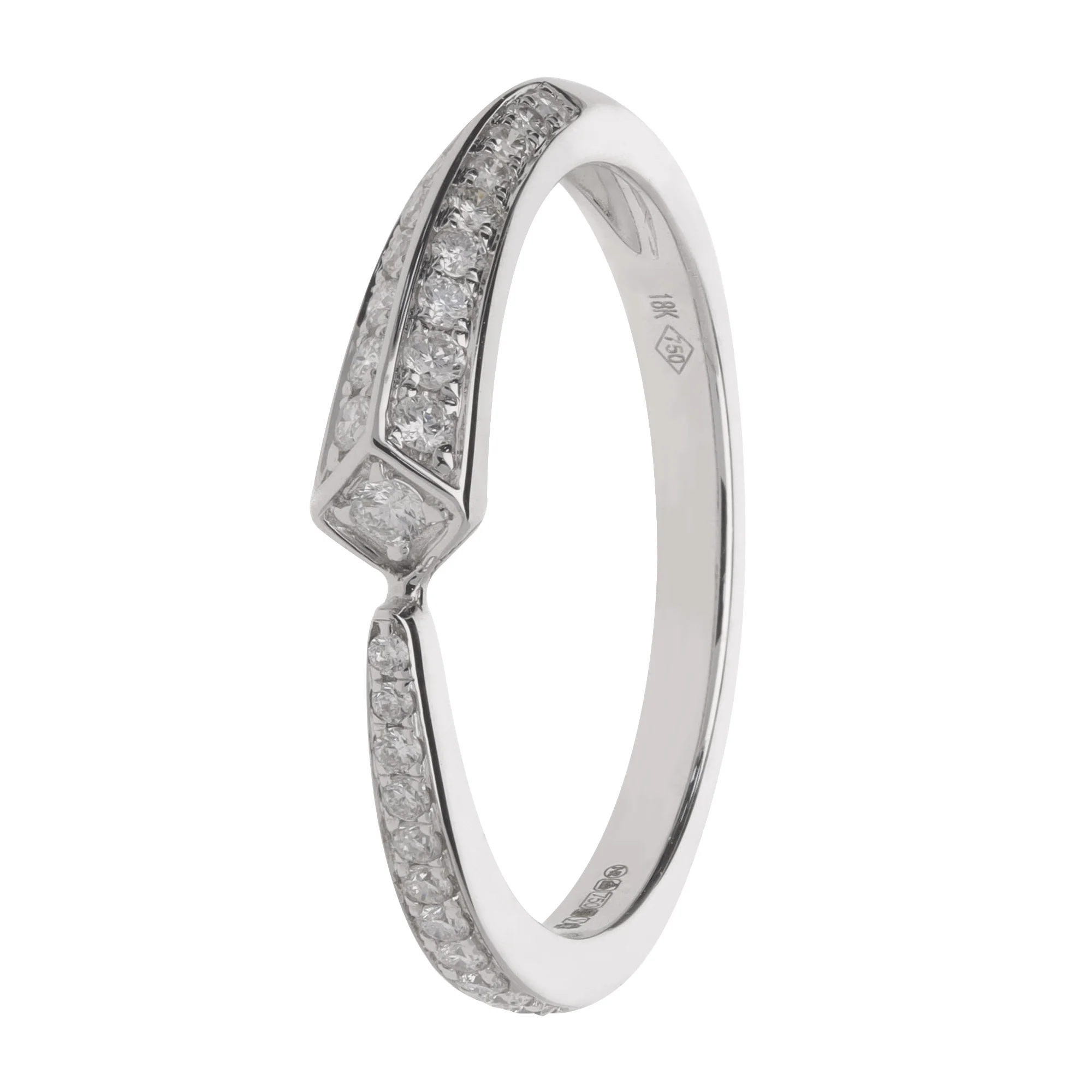 Diamond 0.21ct 18ct White Gold Tapered Kite Profile Ring