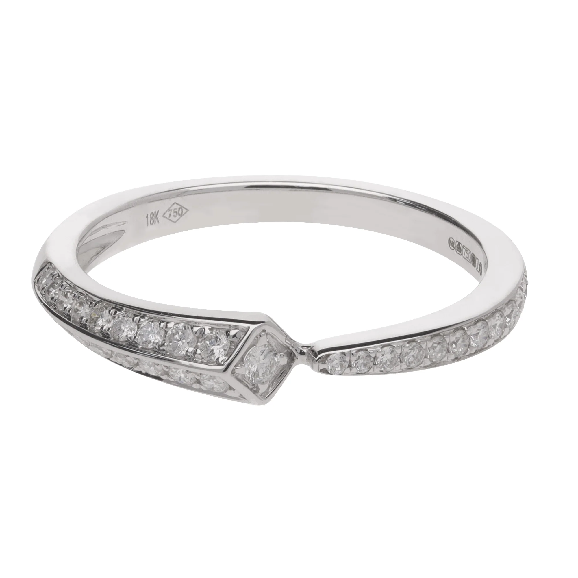 Diamond 0.21ct 18ct White Gold Tapered Kite Profile Ring - Image 2