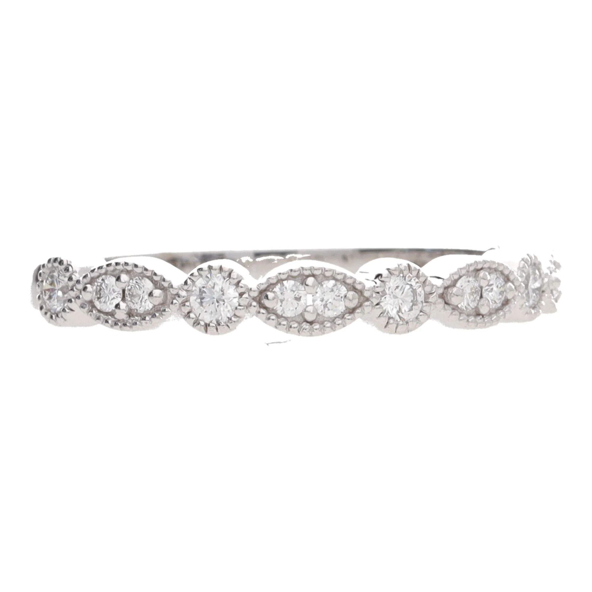 Diamond 0.21ct Round and Marquise 18ct White Gold Half Eternity Ring - Image 2