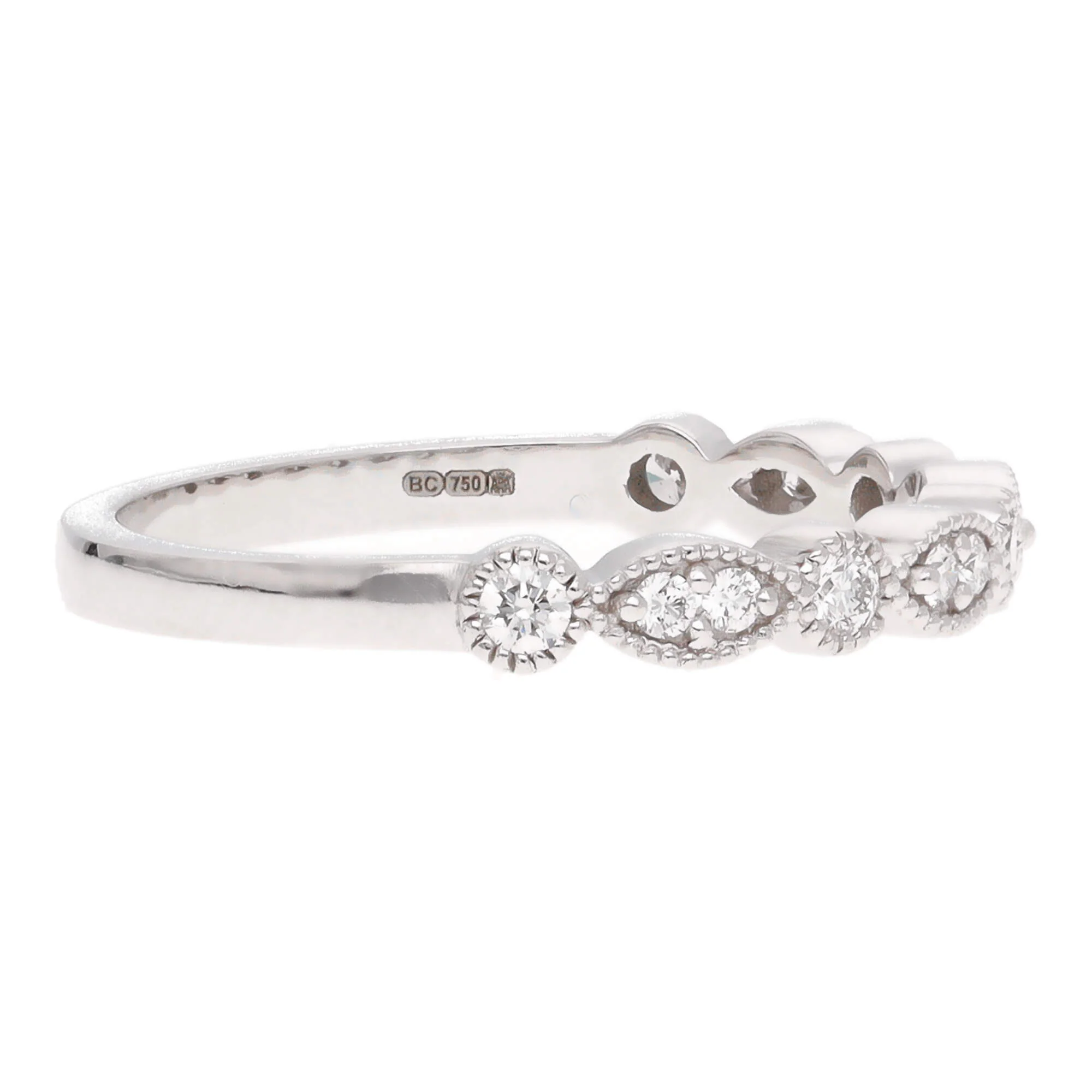 Diamond 0.21ct Round and Marquise 18ct White Gold Half Eternity Ring - Image 3