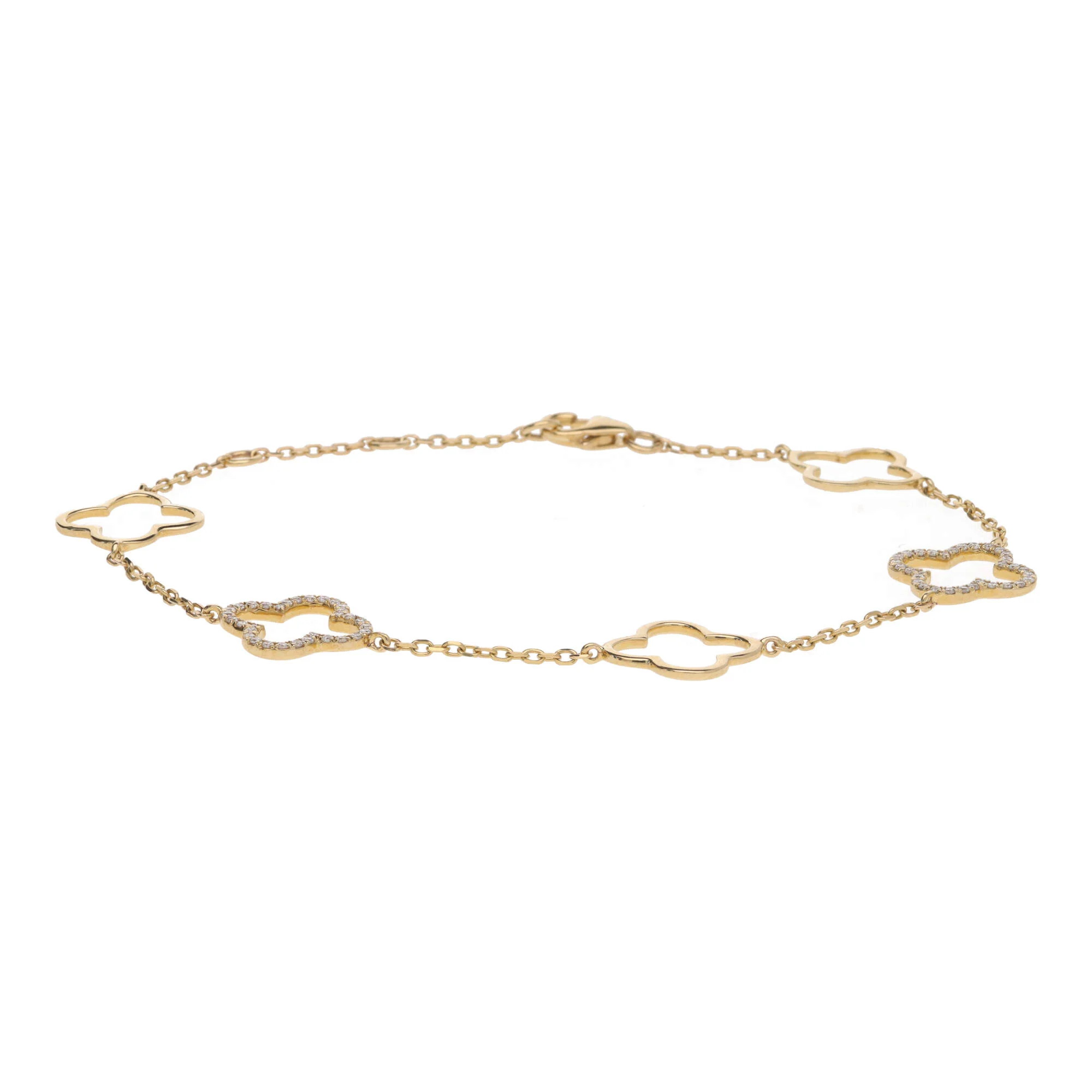 Diamond 0.23ct 9ct Yellow Gold Clover Bracelet - Image 2