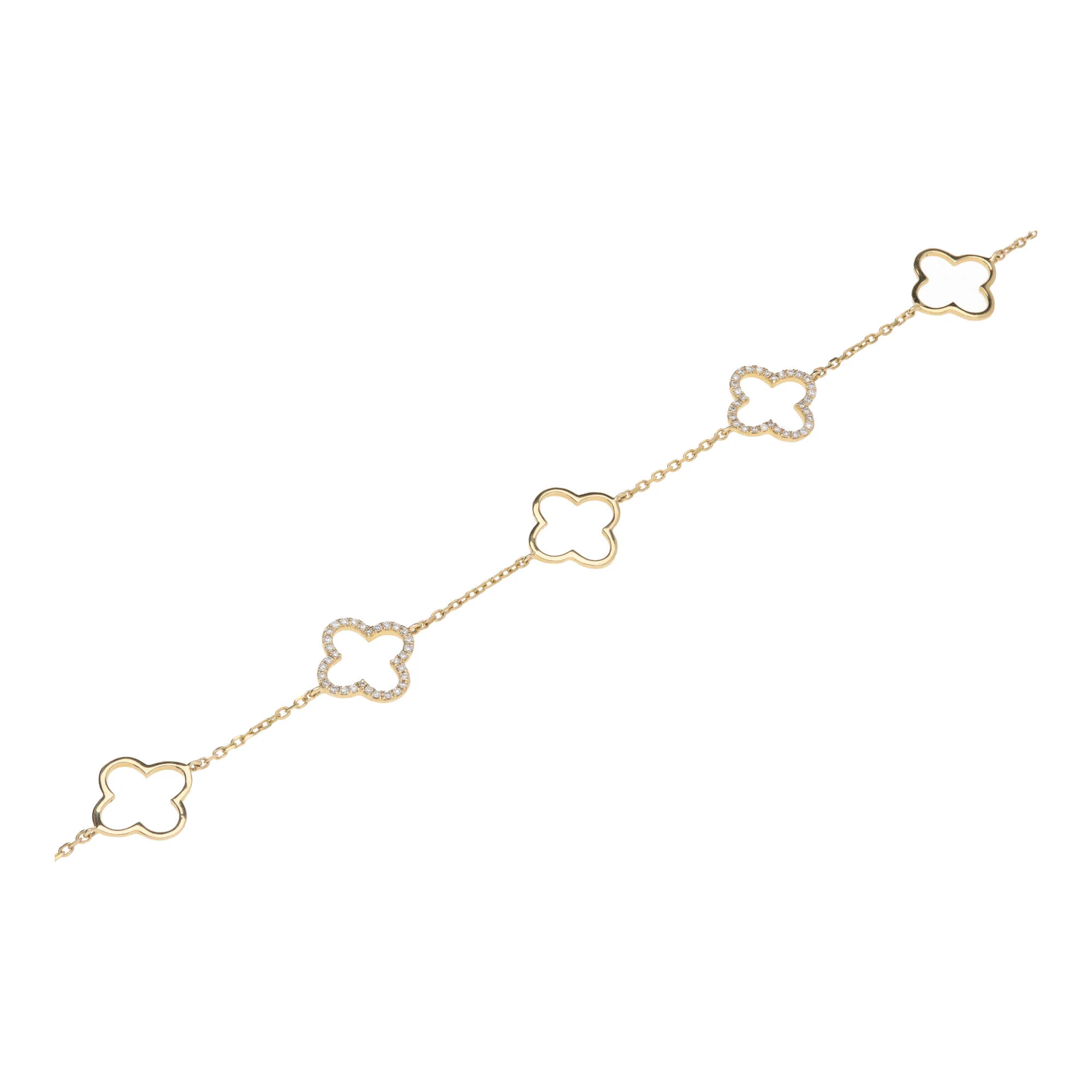 Diamond 0.23ct 9ct Yellow Gold Clover Bracelet - Image 3