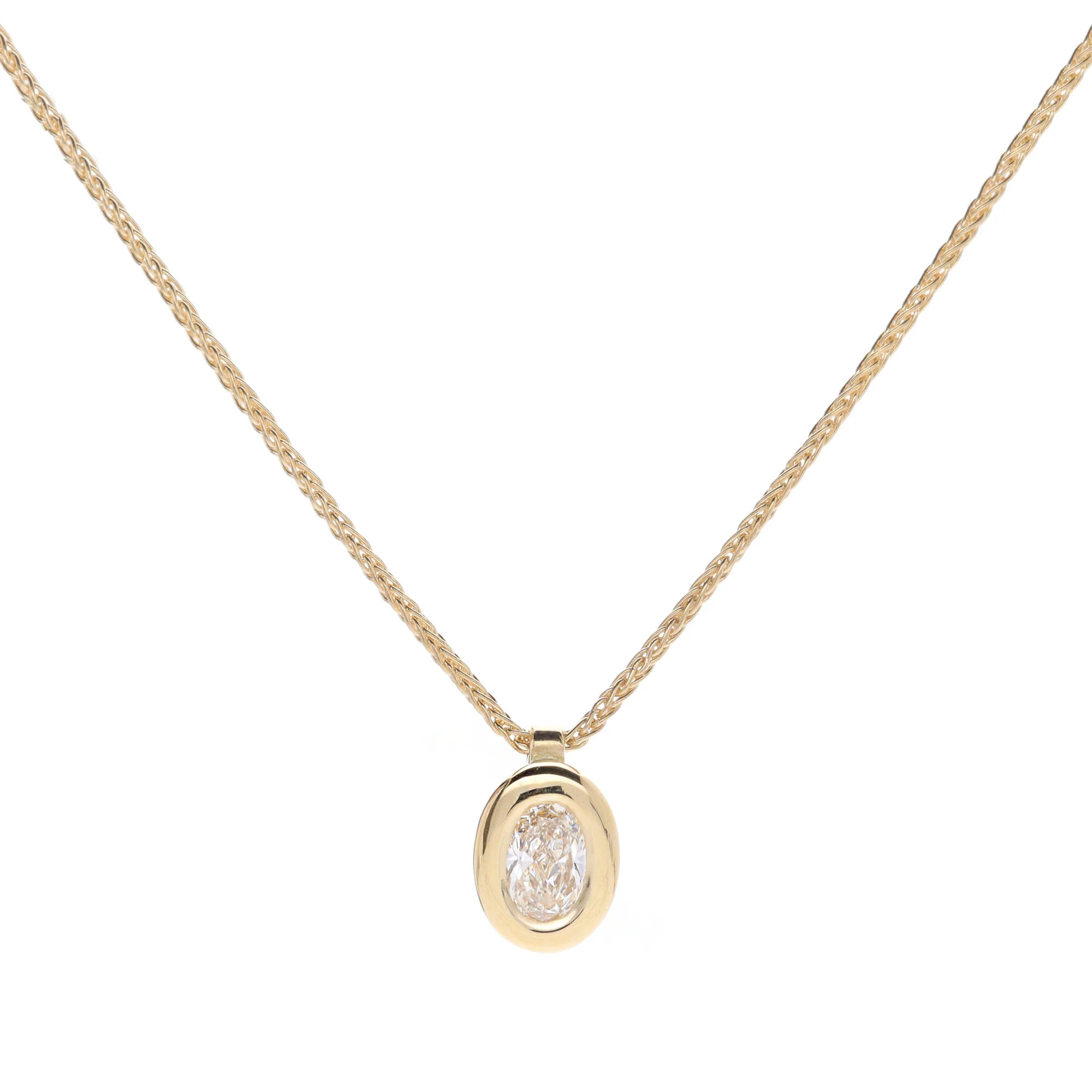 Diamond 0.31ct Oval Cut 18ct Yellow Gold Necklace
